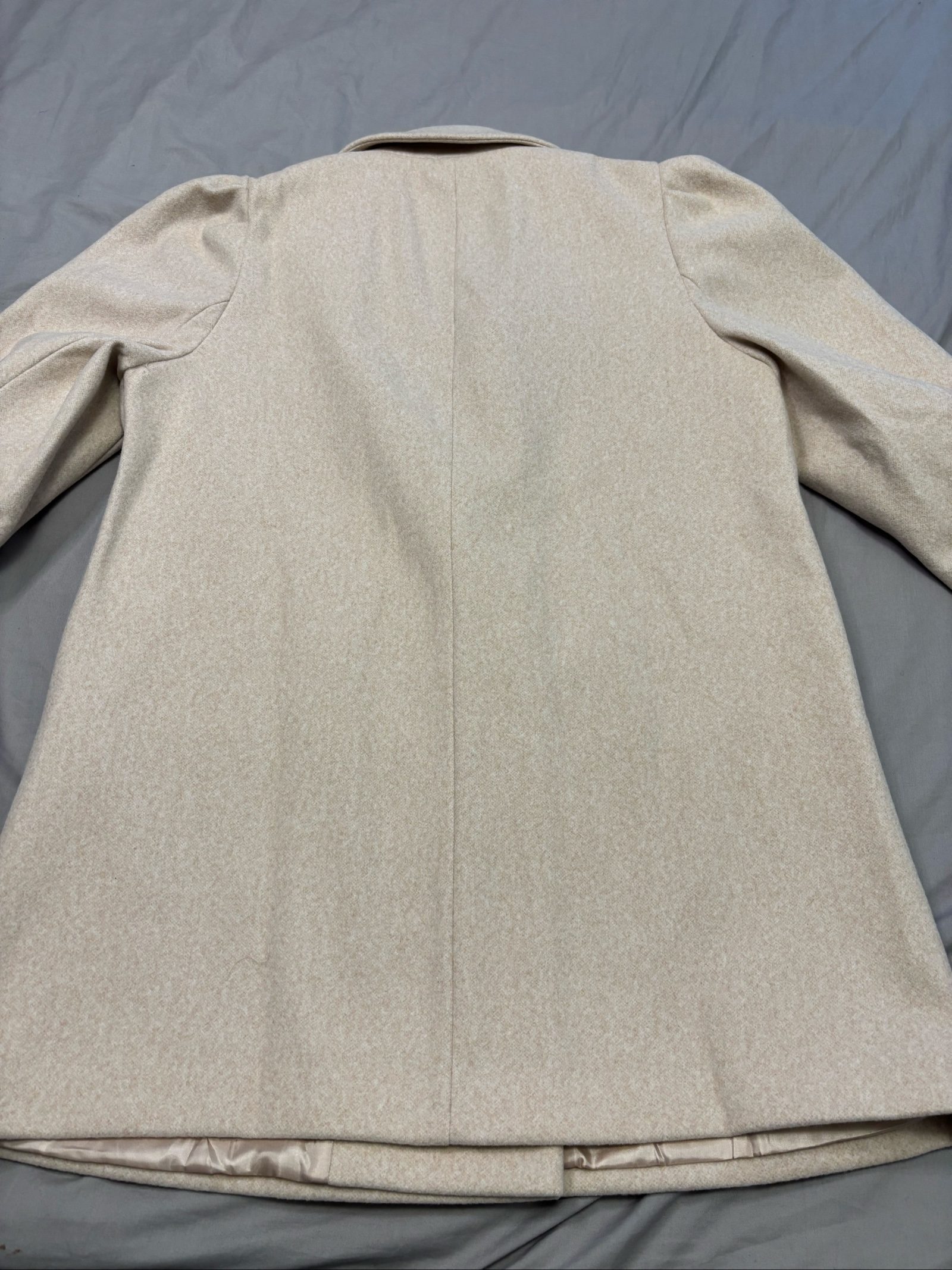 River Island Women's Light Pink Wool Blend Puff Sleeve Coat UK 14 image 5