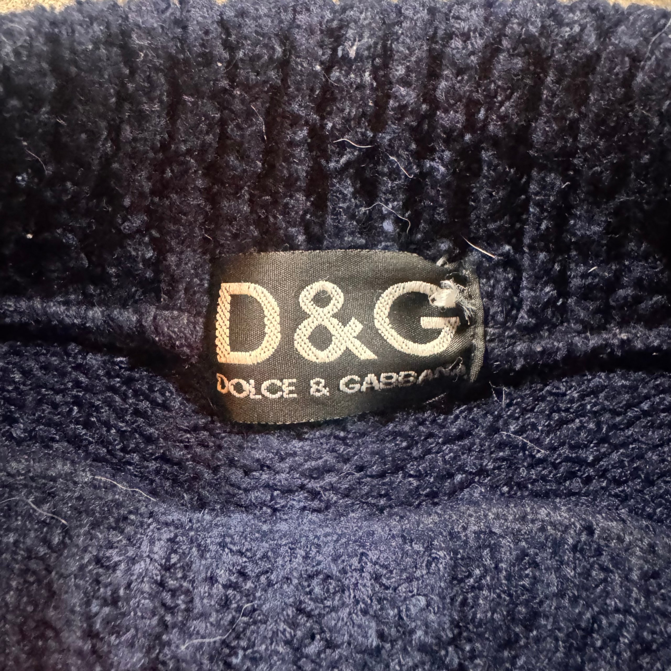 Dolce & Gabbana Navy & White D&G Logo Knit Sweater Large image 3