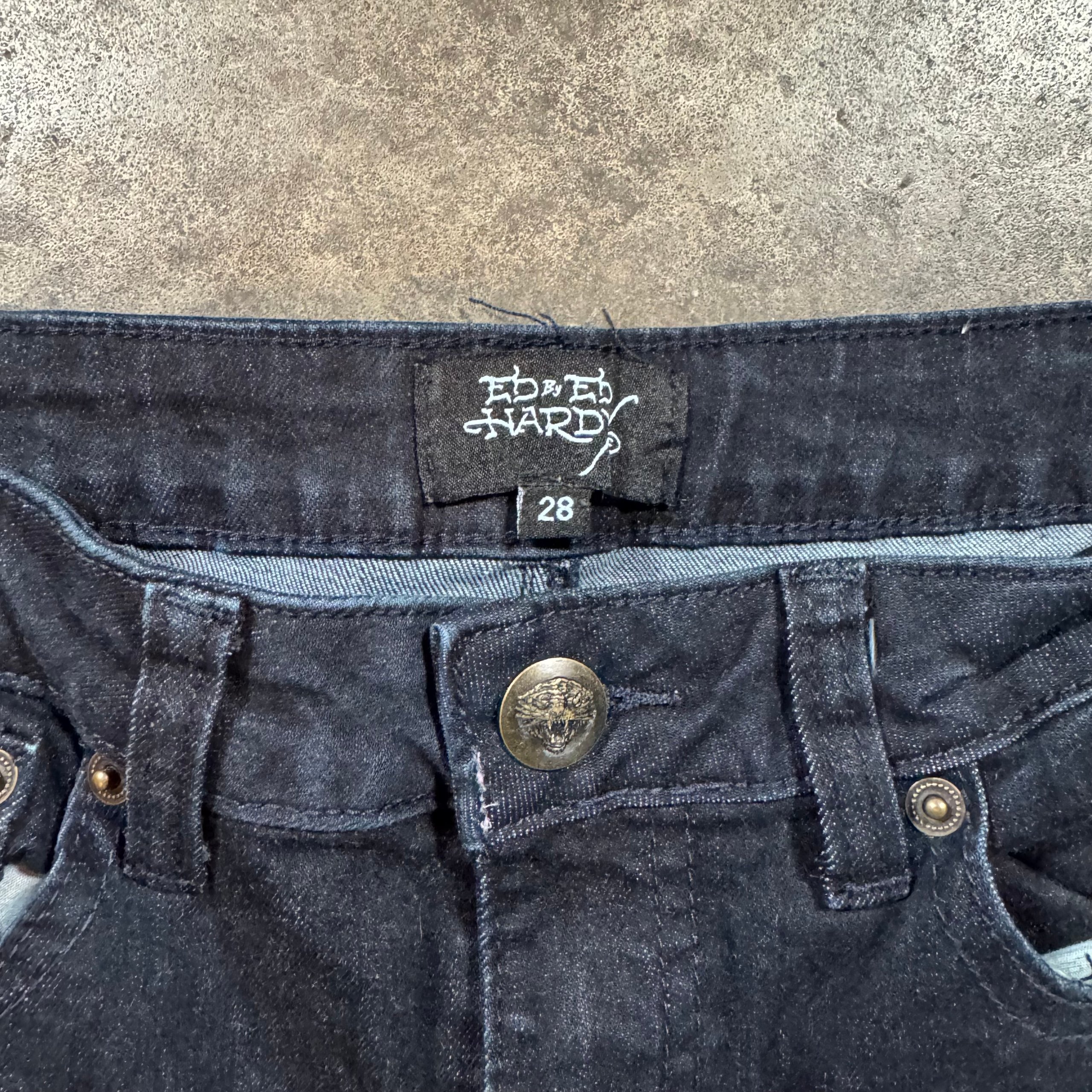 Ed Hardy Black Graphic Flared Jeans 28 Skull & Rose image 3