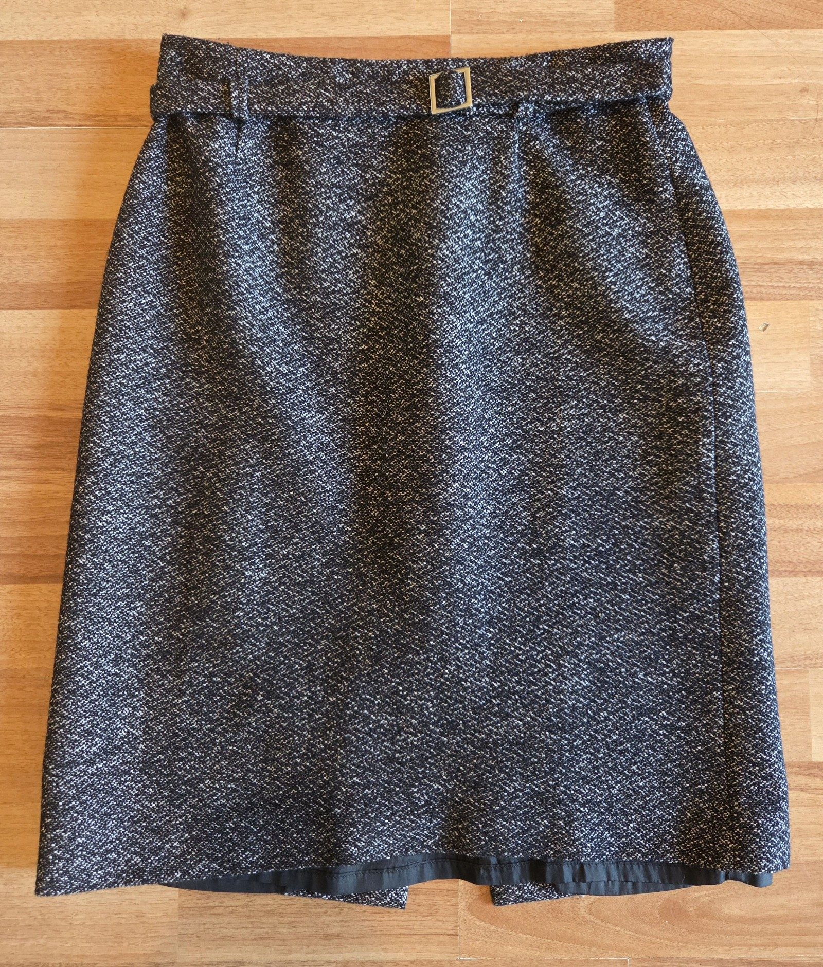 Unbranded Women's Black & White Tweed Pencil Skirt UK 14
