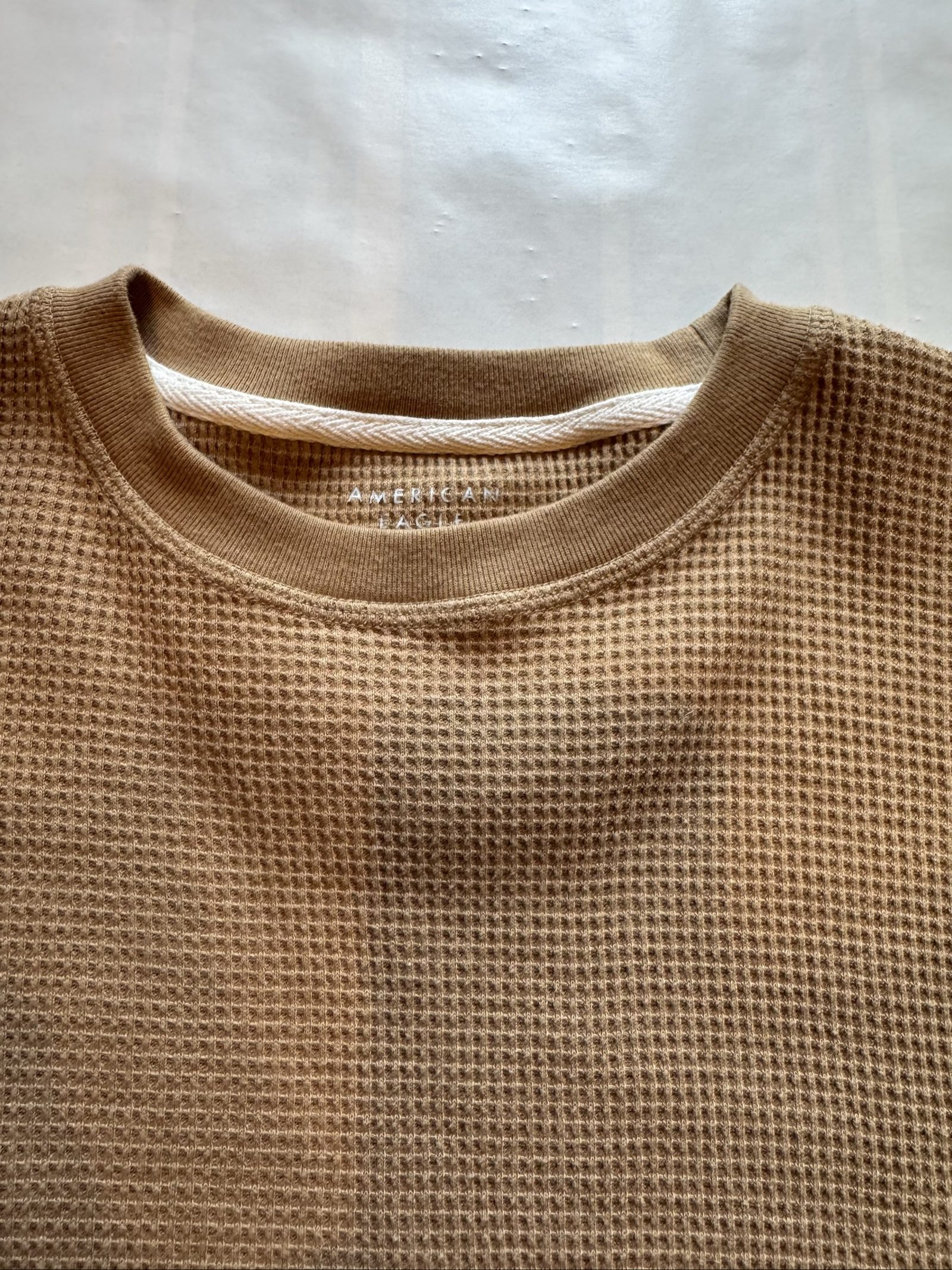 American Eagle Brown Waffle Knit Long Sleeve Shirt Medium image 2