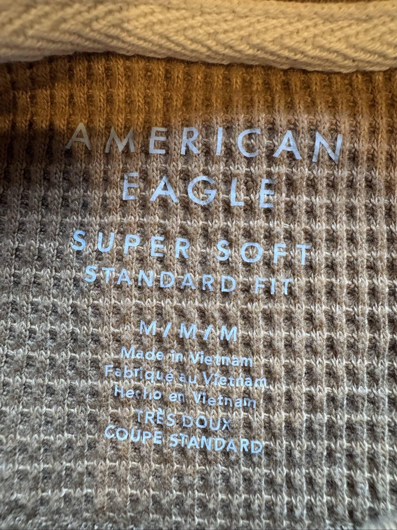American Eagle Brown Waffle Knit Long Sleeve Shirt Medium image 3
