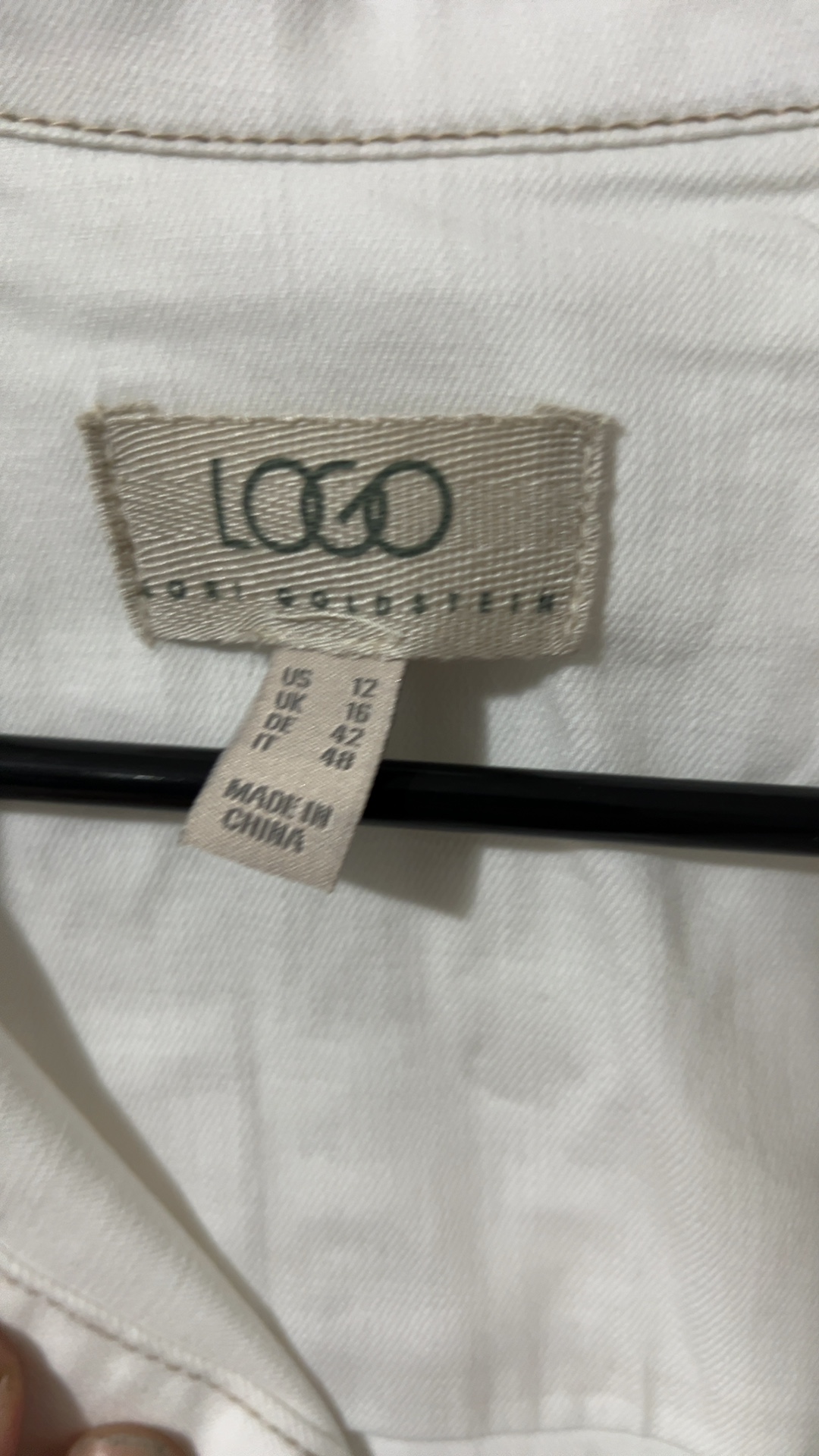 Logo Women's White Denim Jacket Size US 12 Contrast Stitching image 3