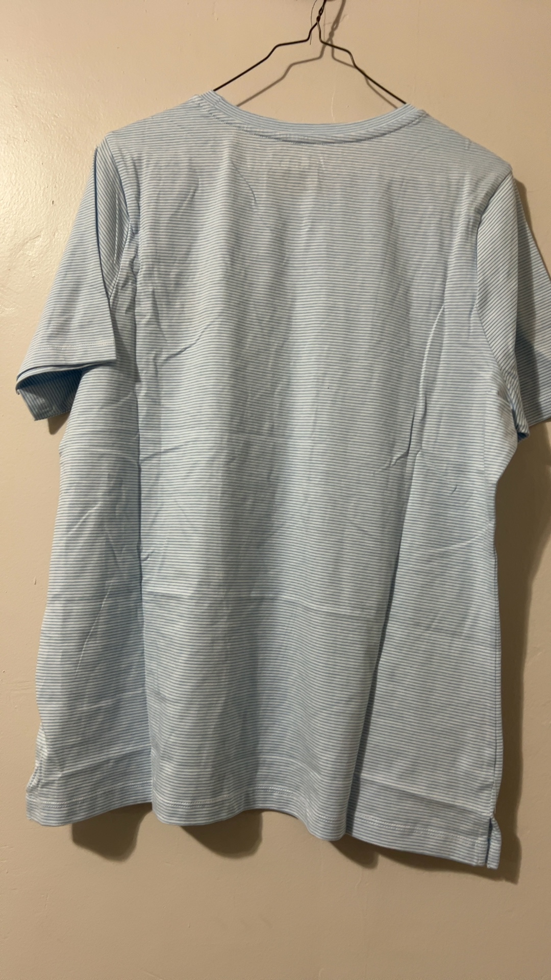 d&co Blue & White Striped Cotton T-Shirt Medium Relaxed Fit image 2