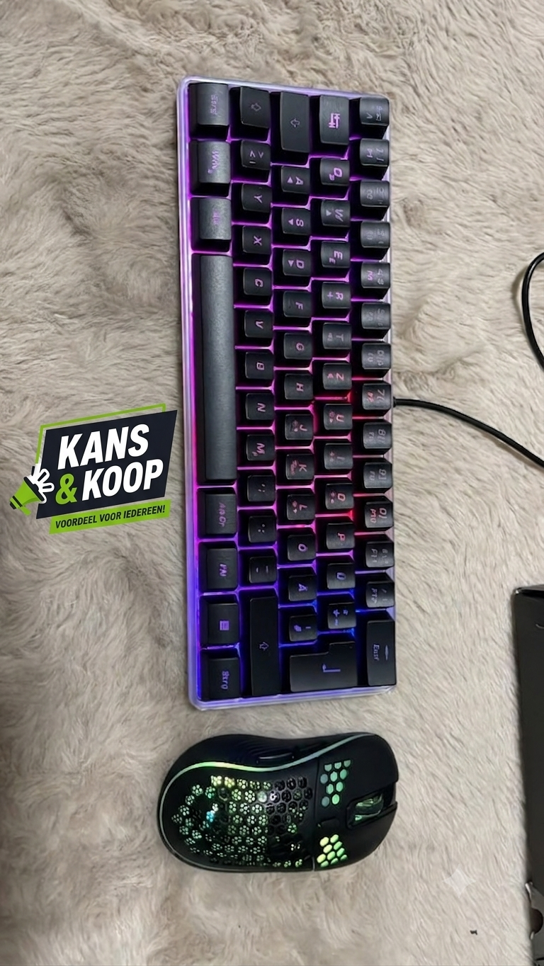 RGB Gaming Toetsenbord 60% + Gaming Muis Set (AZERTY - Franse layout)