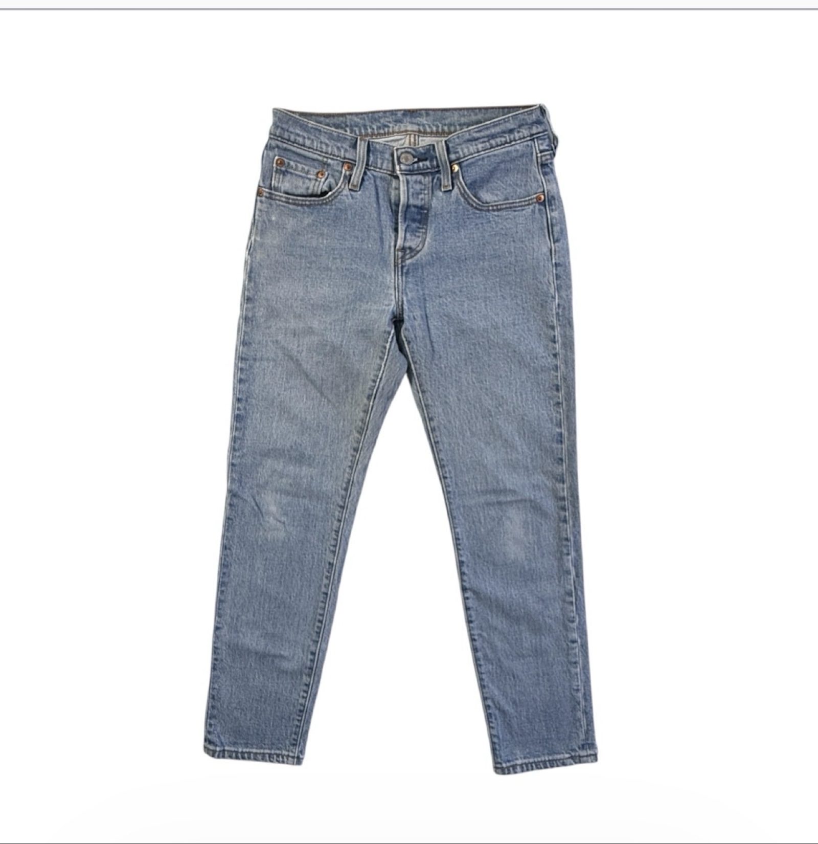 Levi’s Women’s 501 Taper Jeans W25 L28 Light Blue Stretch Denim