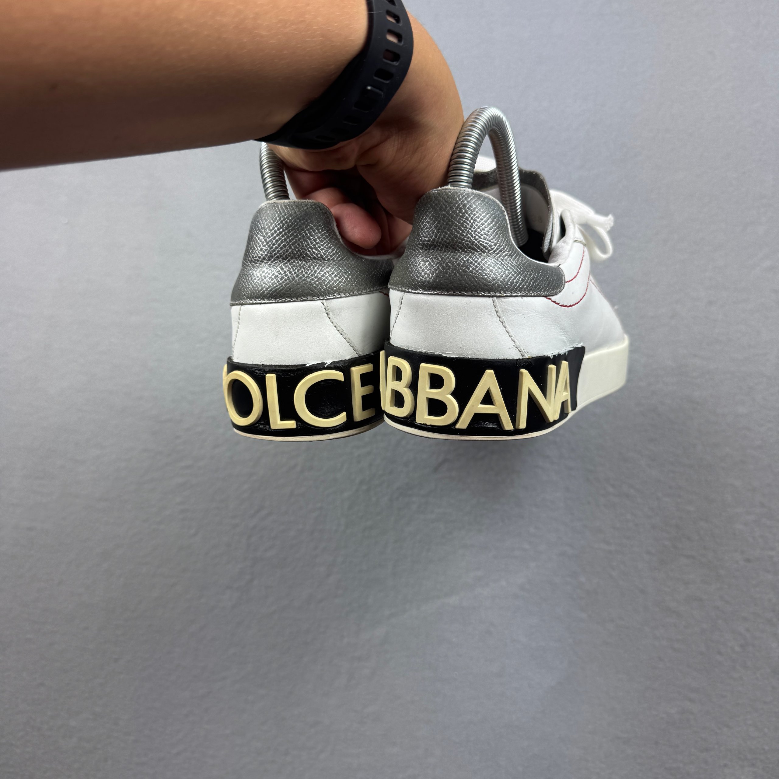 Women`s Dolce & Gabbana White & Silver Leather Sneakers Size 38 / 24cm image 2