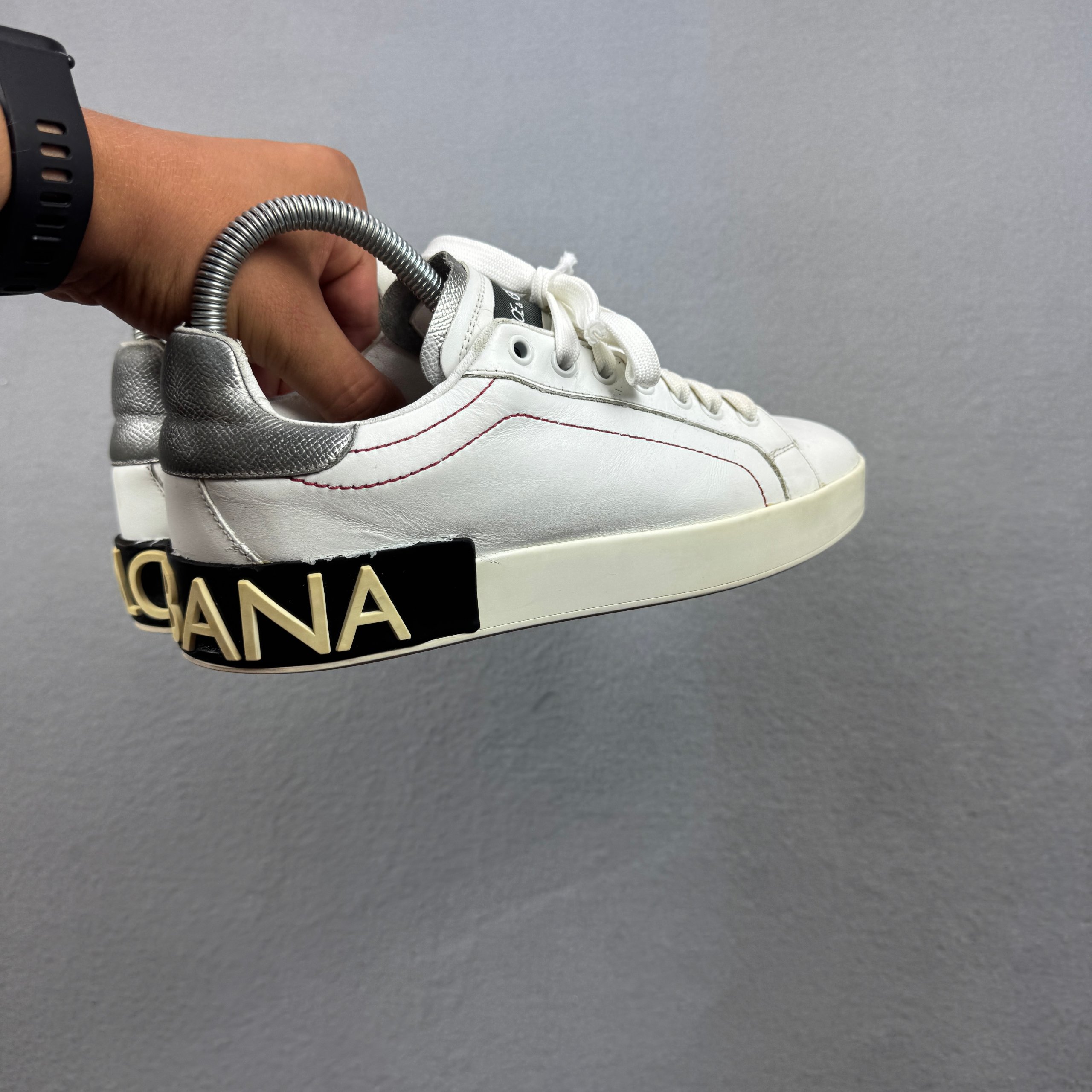 Women`s Dolce & Gabbana White & Silver Leather Sneakers Size 38 / 24cm image 3