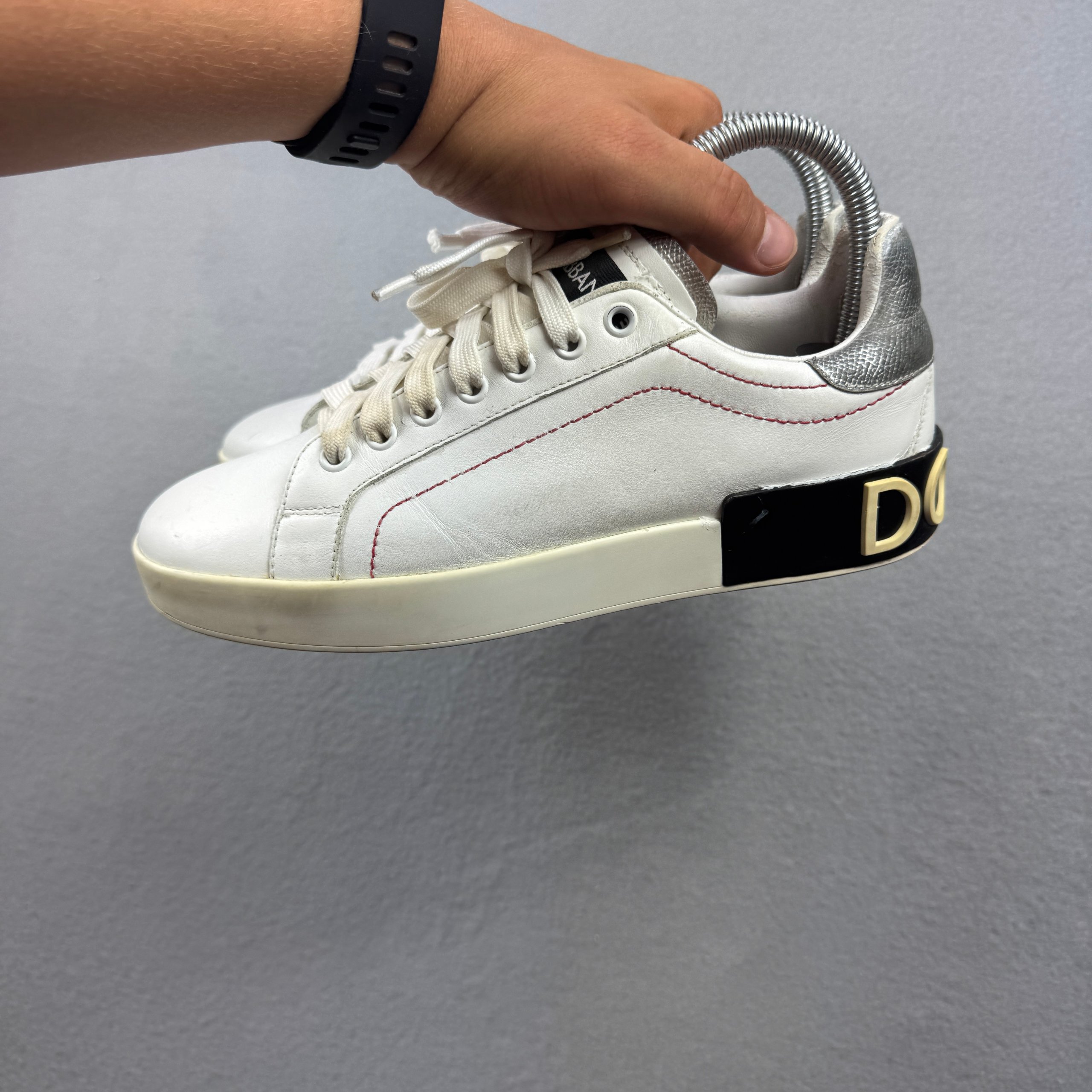 Women`s Dolce & Gabbana White & Silver Leather Sneakers Size 38 / 24cm image 6
