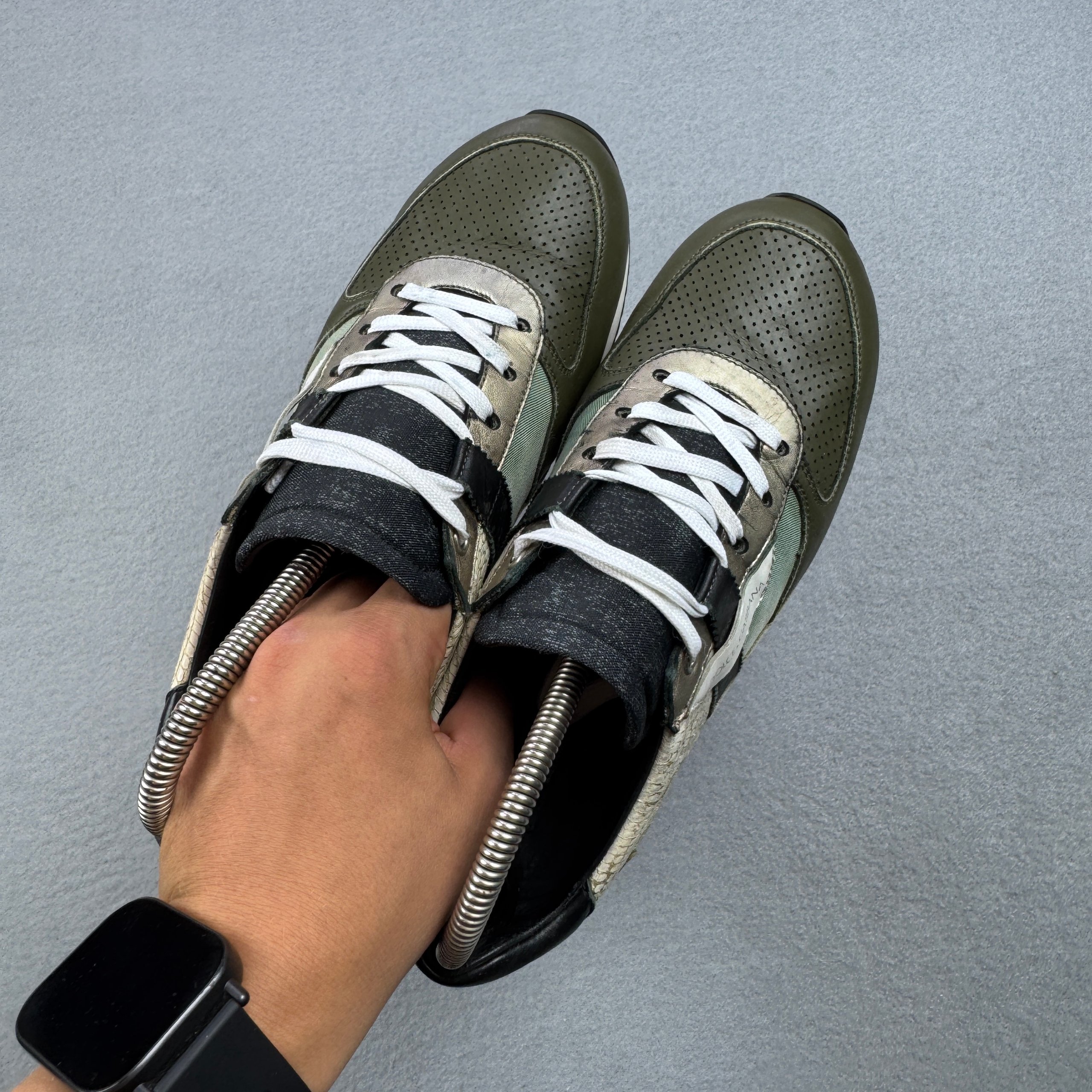 Dolce & Gabbana Patchwork Green & Black Leather / Fabric Sneakers Size 6 / 40.5 / 25.5cm image 7