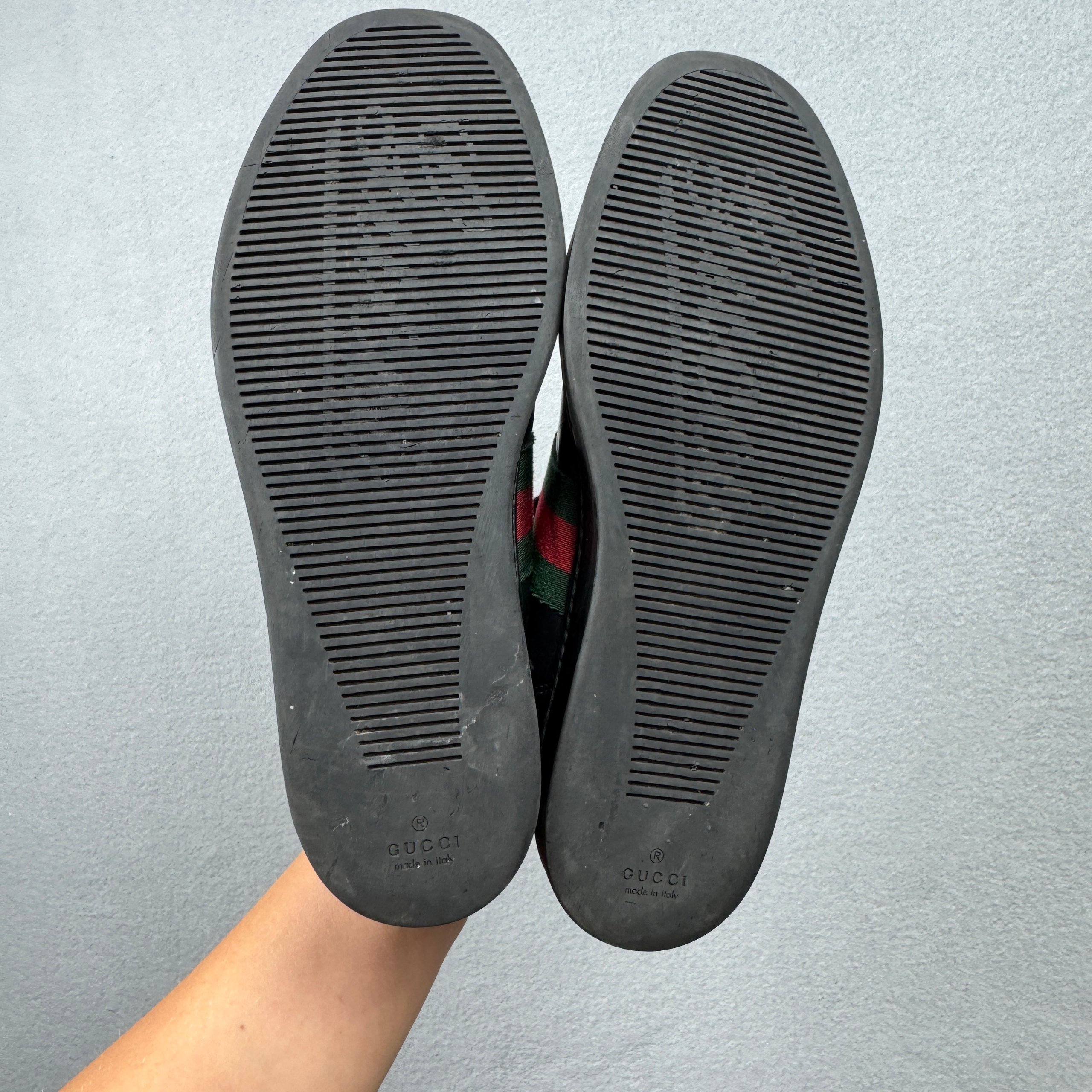 Gucci Coda Web Stripe Black Leather Sneakers Size 40.5 / 25.5cm image 6