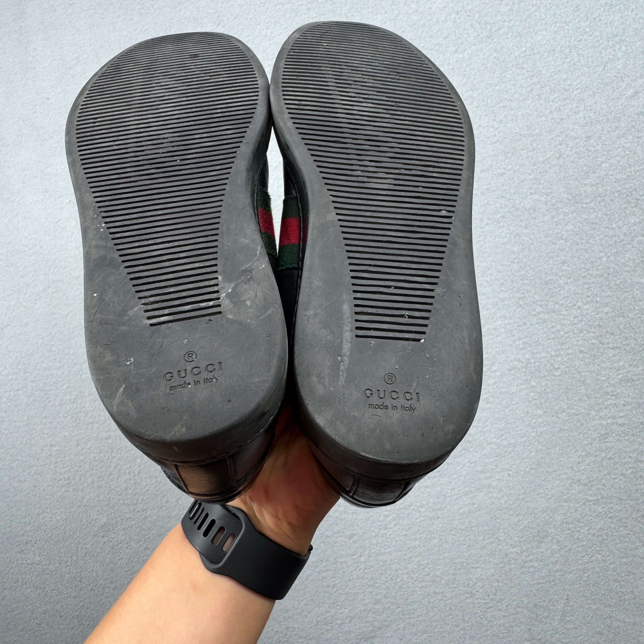 Gucci Coda Web Stripe Black Leather Sneakers Size 40.5 / 25.5cm image 7