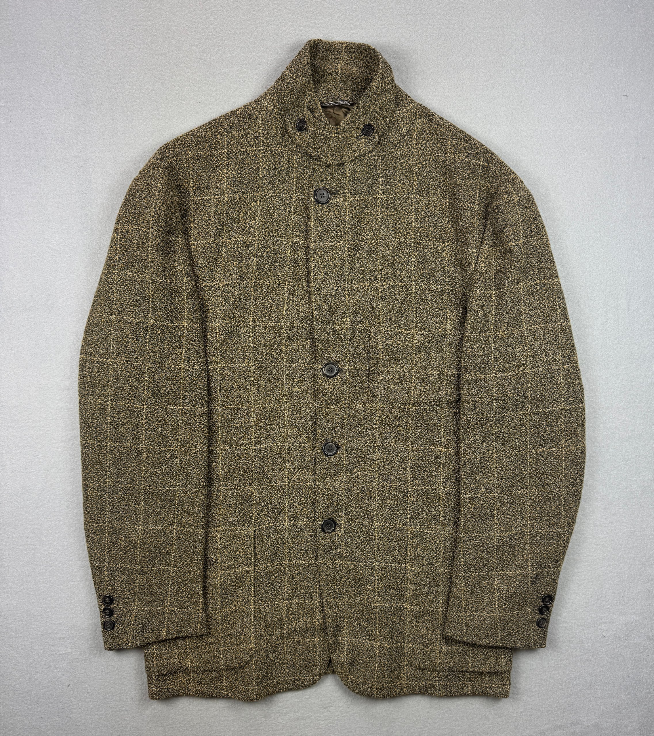 Men`s Fendi Club Brown Checked Wool / Nylon / Viscose Blazer Vintage Sportcoat Size 50R / L image 2