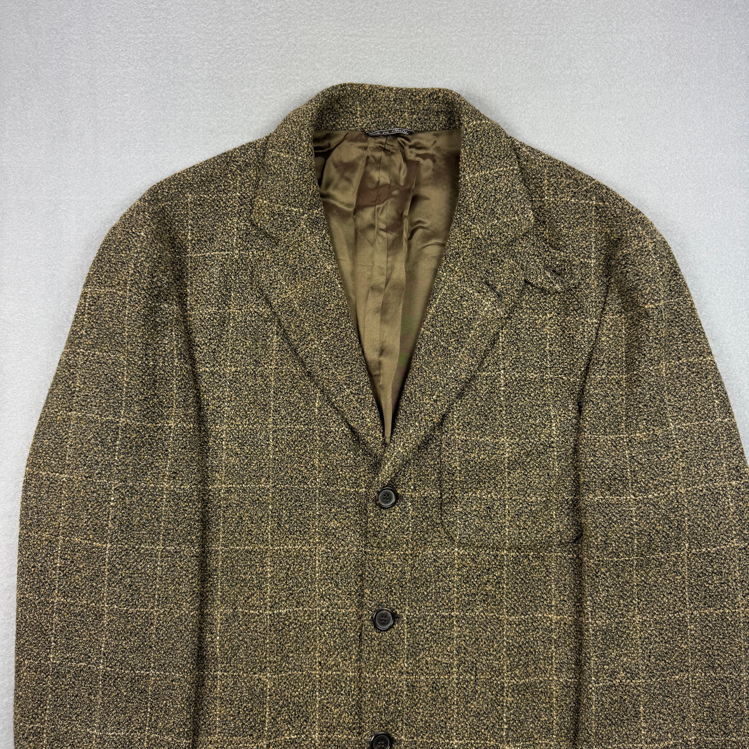 Men`s Fendi Club Brown Checked Wool / Nylon / Viscose Blazer Vintage Sportcoat Size 50R / L image 3
