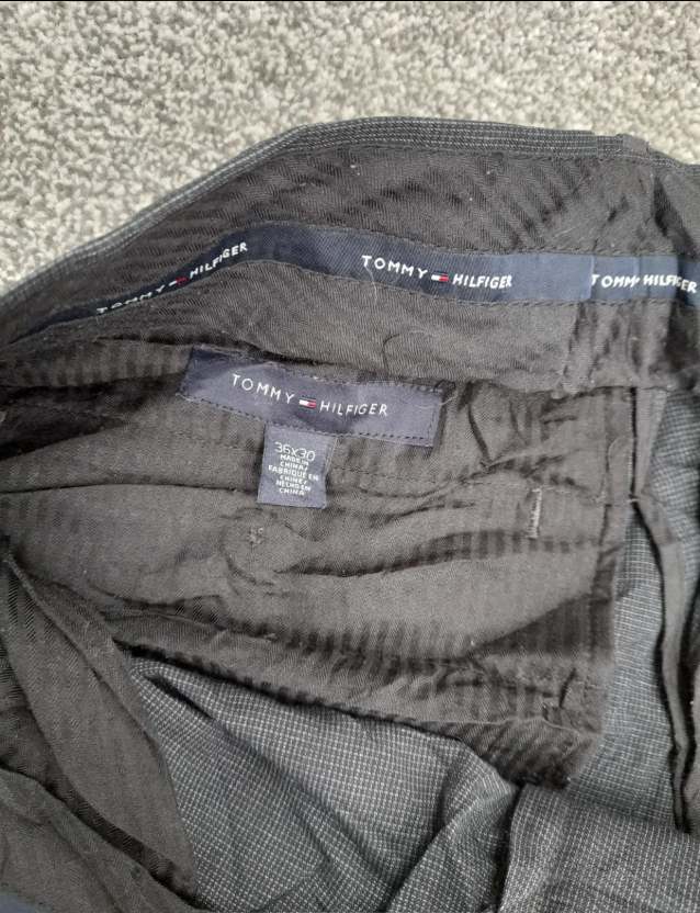 Tommy Hilfiger Mens Charcoal Check Trousers 36" image 4