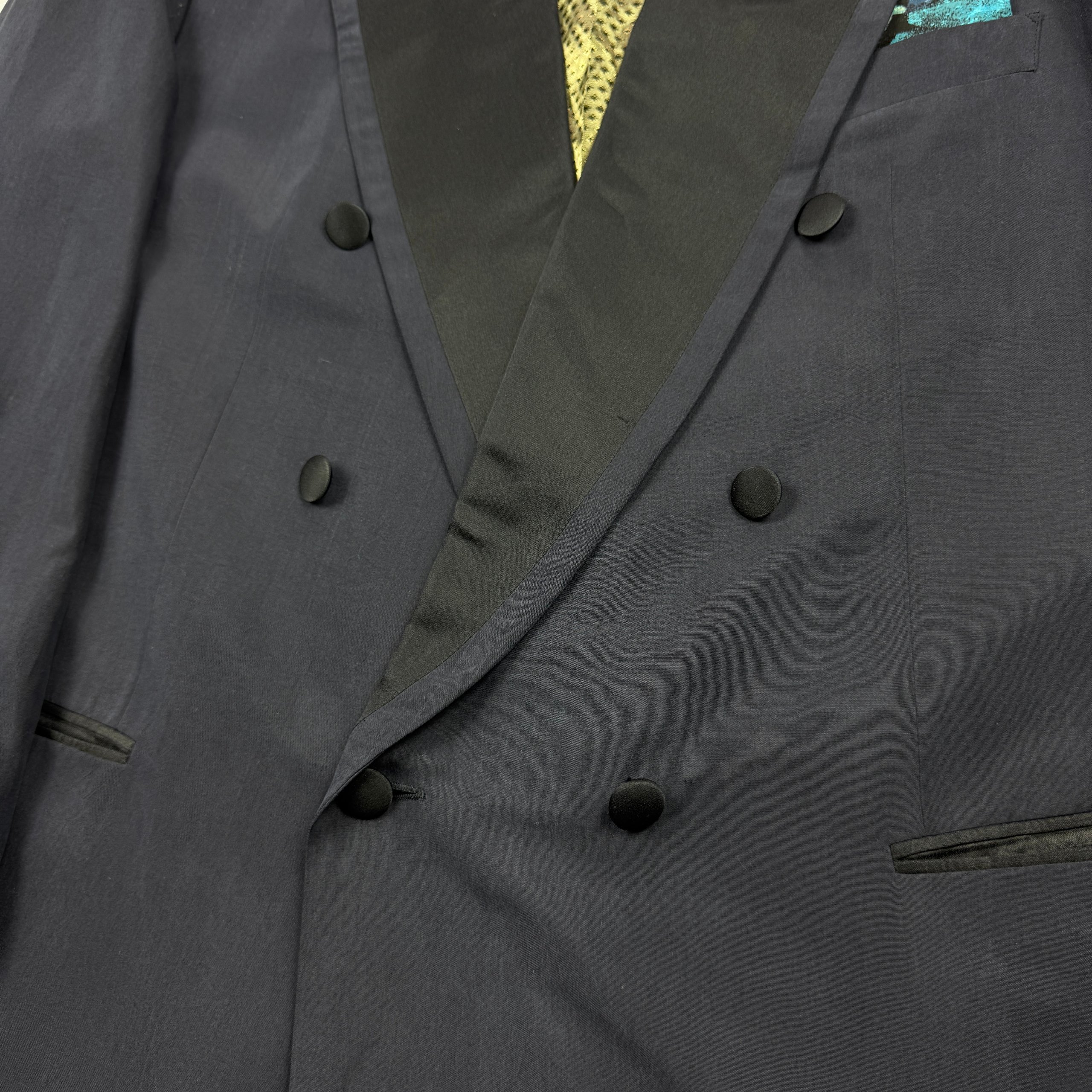 Vintage Hugo Boss Vivaldi / Opera Navy & Black Double-Breasted Tuxedo Silk Blazer Size 56 / XXL image 8
