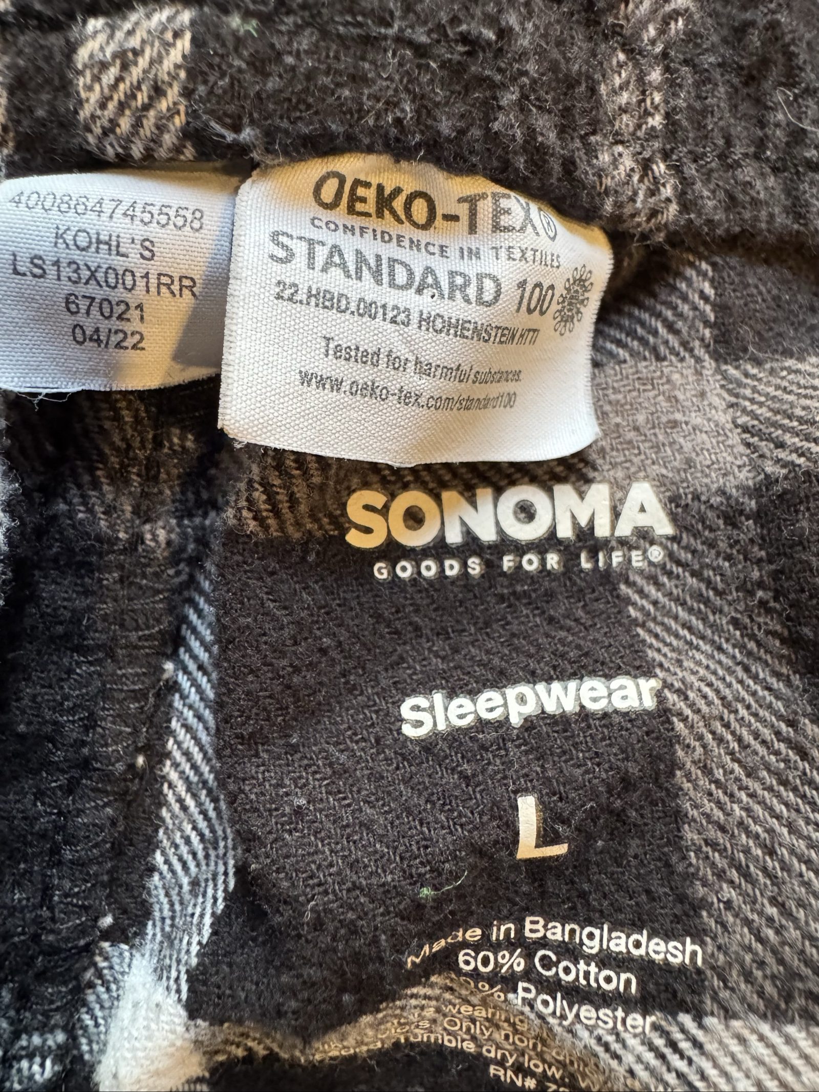 Sonoma Black & White Plaid Sleepwear Pants Large Cotton Polyester image 5