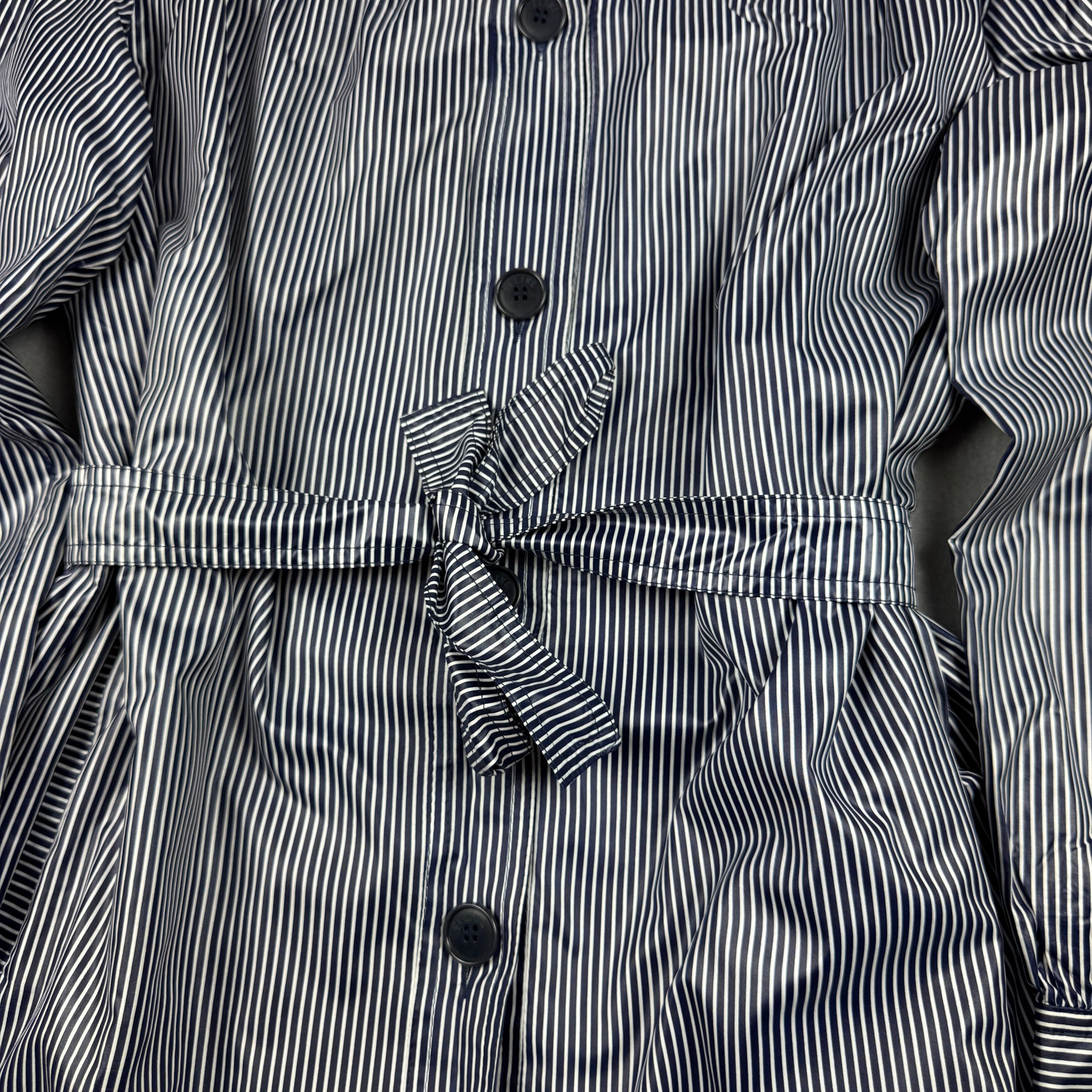 Celine Paris Vintage 90s Navy & White Striped Trench Coat Size M image 4