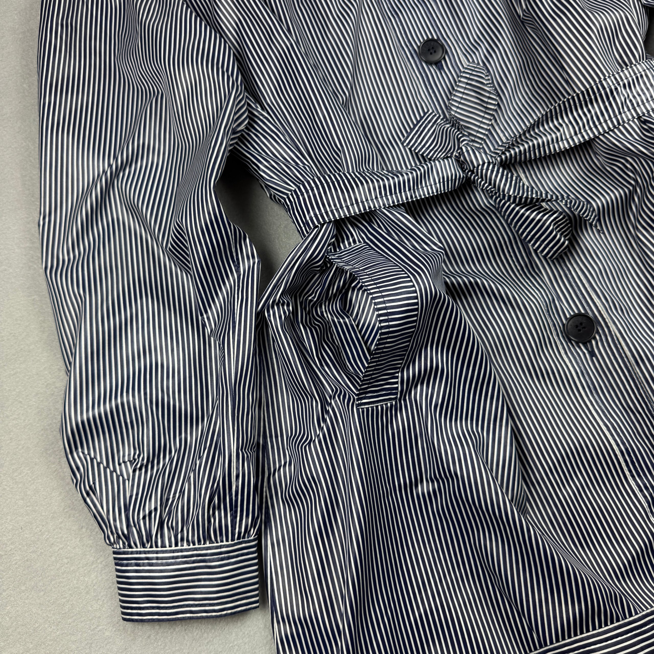 Celine Paris Vintage 90s Navy & White Striped Trench Coat Size M image 6