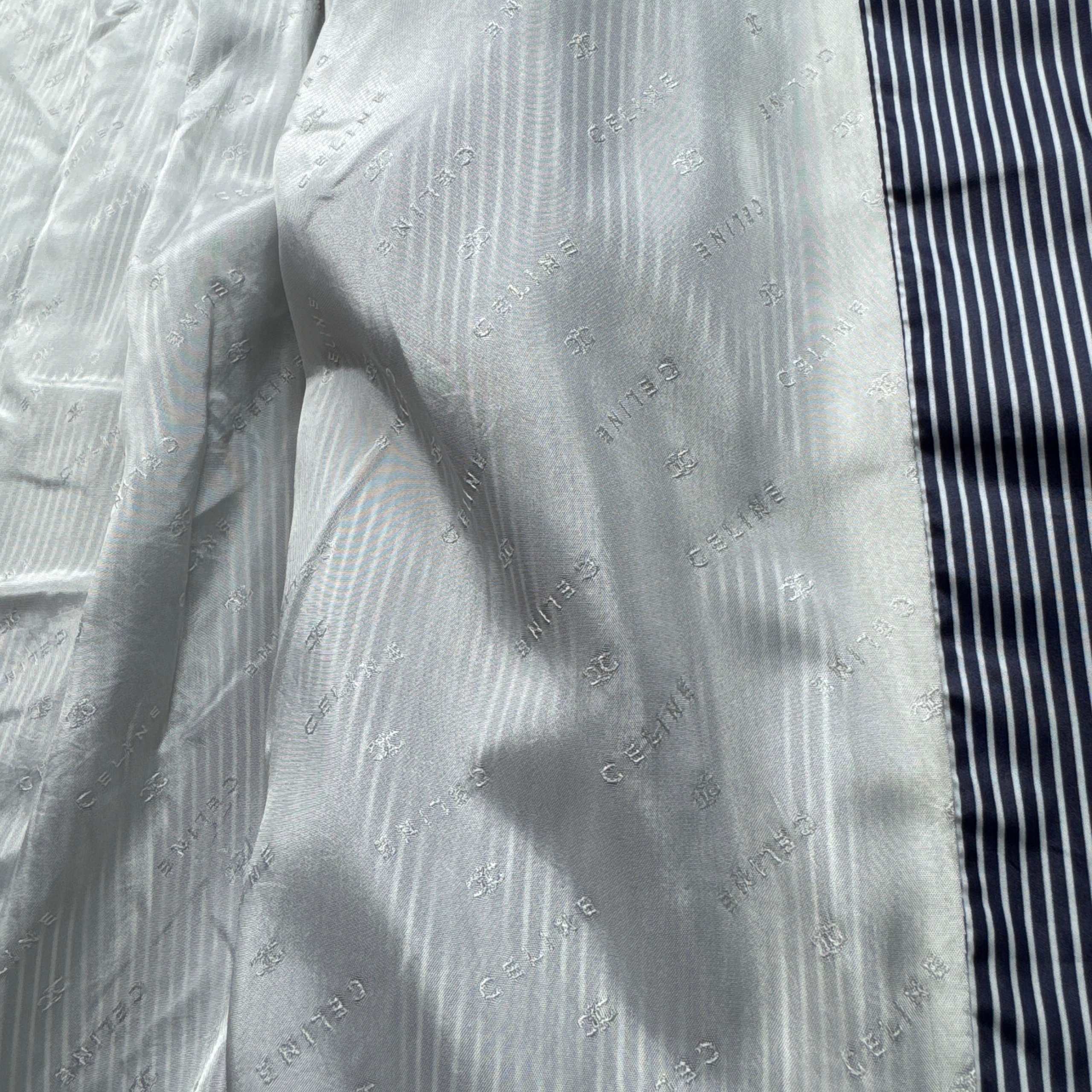 Celine Paris Vintage 90s Navy & White Striped Trench Coat Size M image 10
