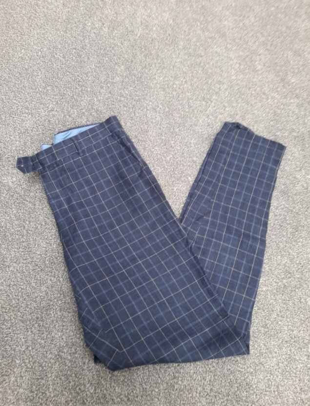 Tommy Hilfiger Men Navy Checked Dress Trousers 34" image 2