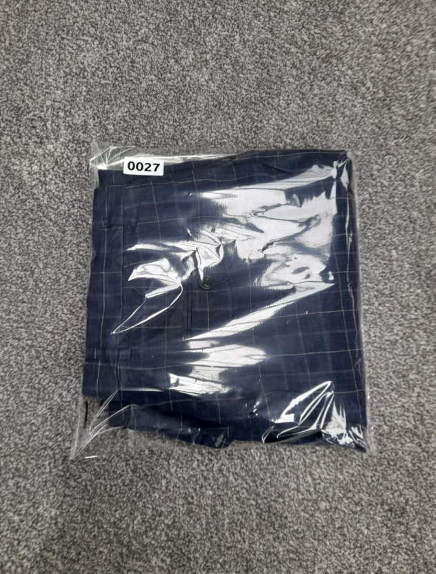 Tommy Hilfiger Men Navy Checked Dress Trousers 34" image 3