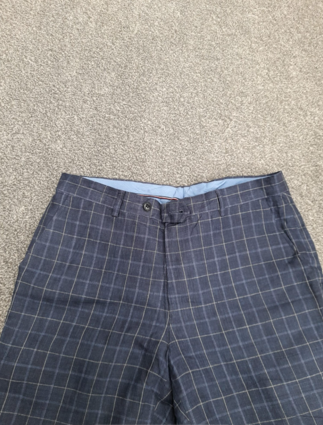 Tommy Hilfiger Men Navy Checked Dress Trousers 34" image 5