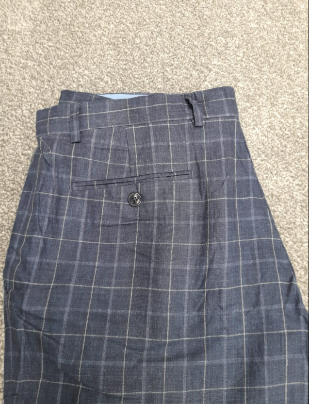 Tommy Hilfiger Men Navy Checked Dress Trousers 34" image 6