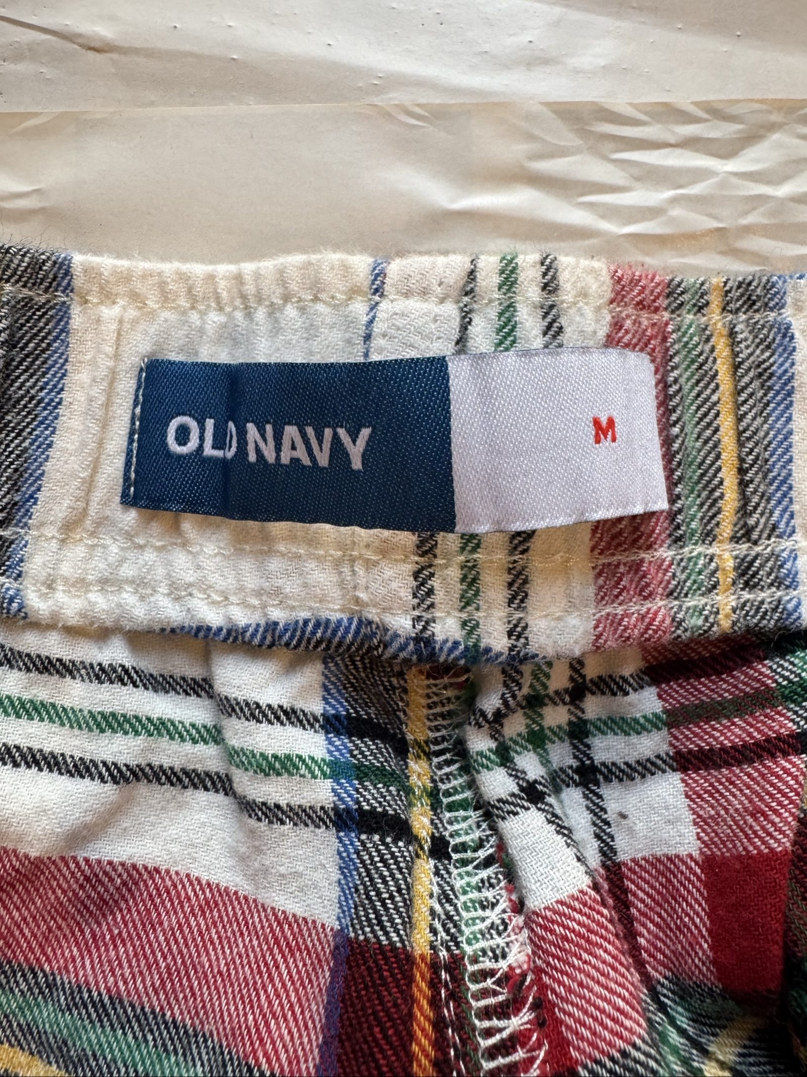 Old Navy Men's Red & White Plaid Cotton Lounge Pants Medium image 4
