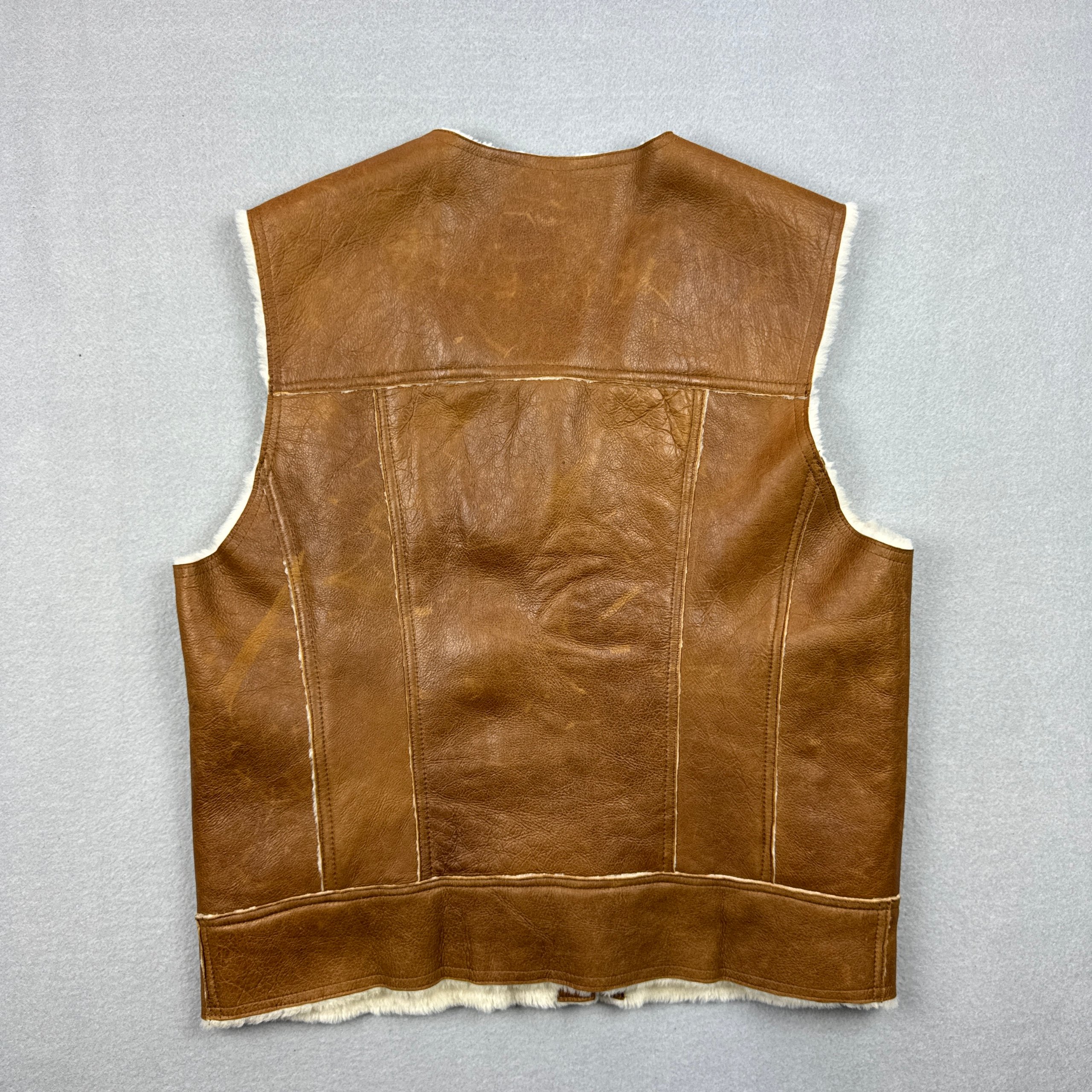 Women`s Burberry London Brown Shearling Leather Sheepskin Vest Size M image 2