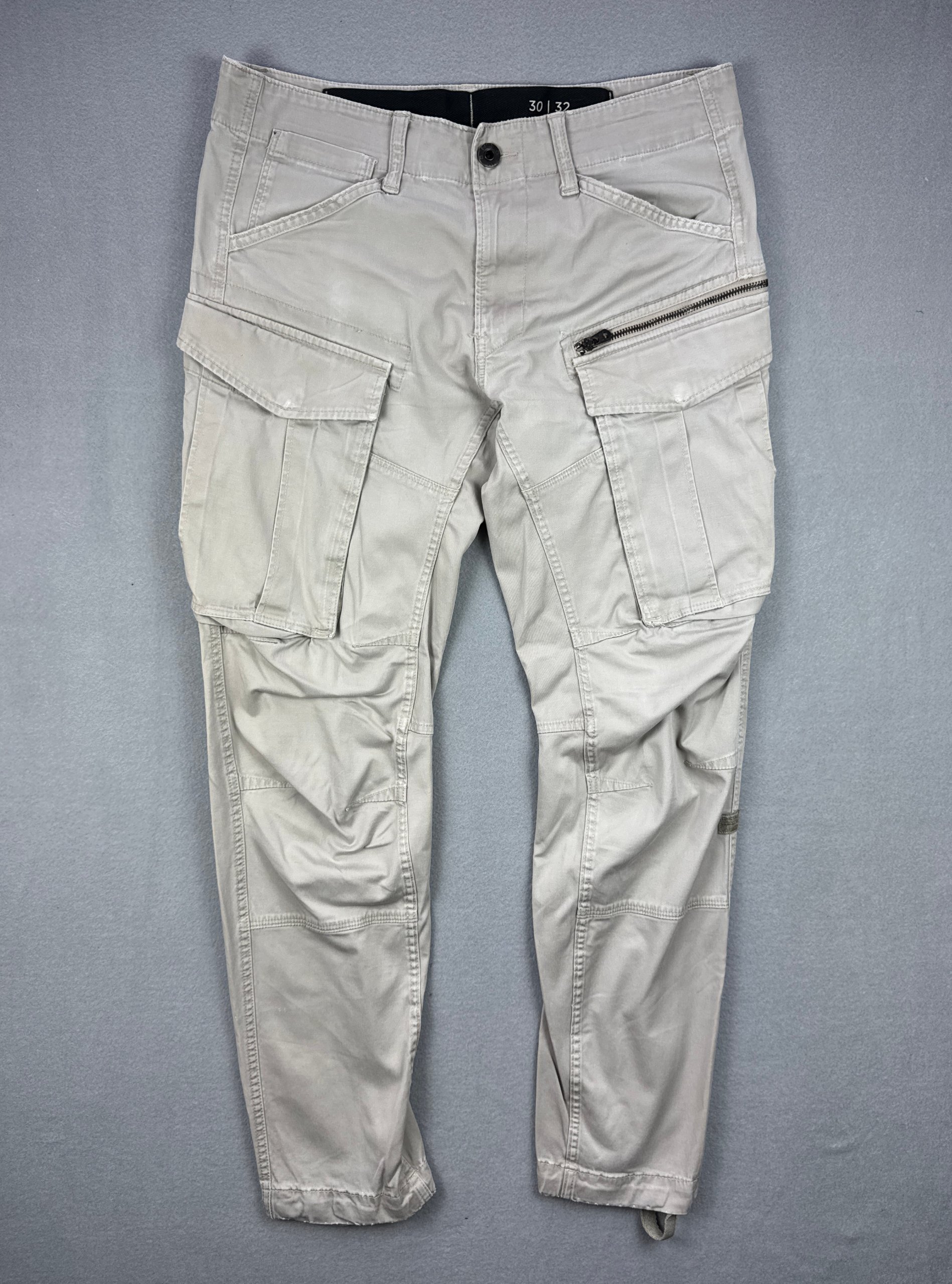 G-Star RAW Rovic zip 3D Tapered Beige Cargo Distressed Pants 30x32