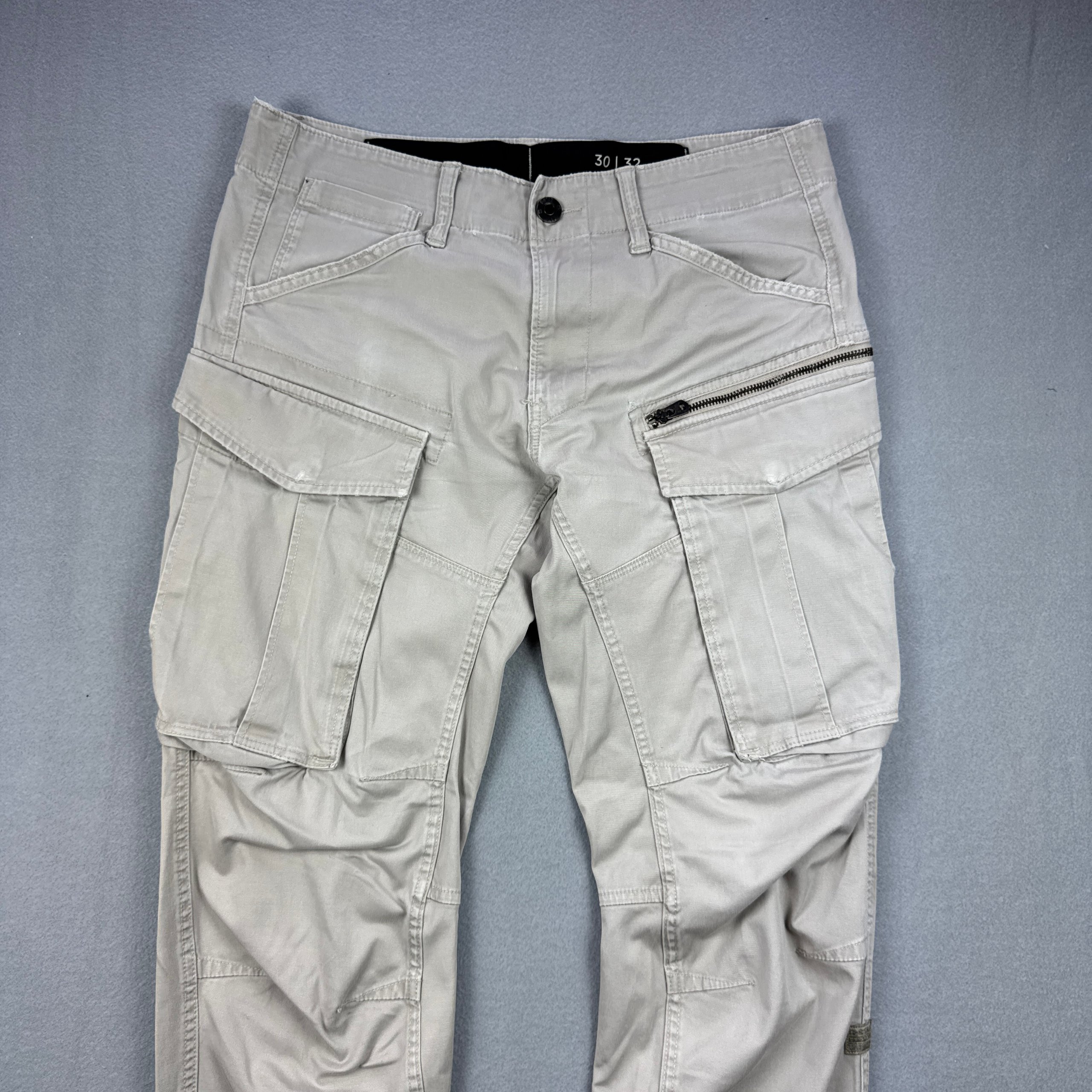 G-Star RAW Rovic zip 3D Tapered Beige Cargo Distressed Pants 30x32 image 3