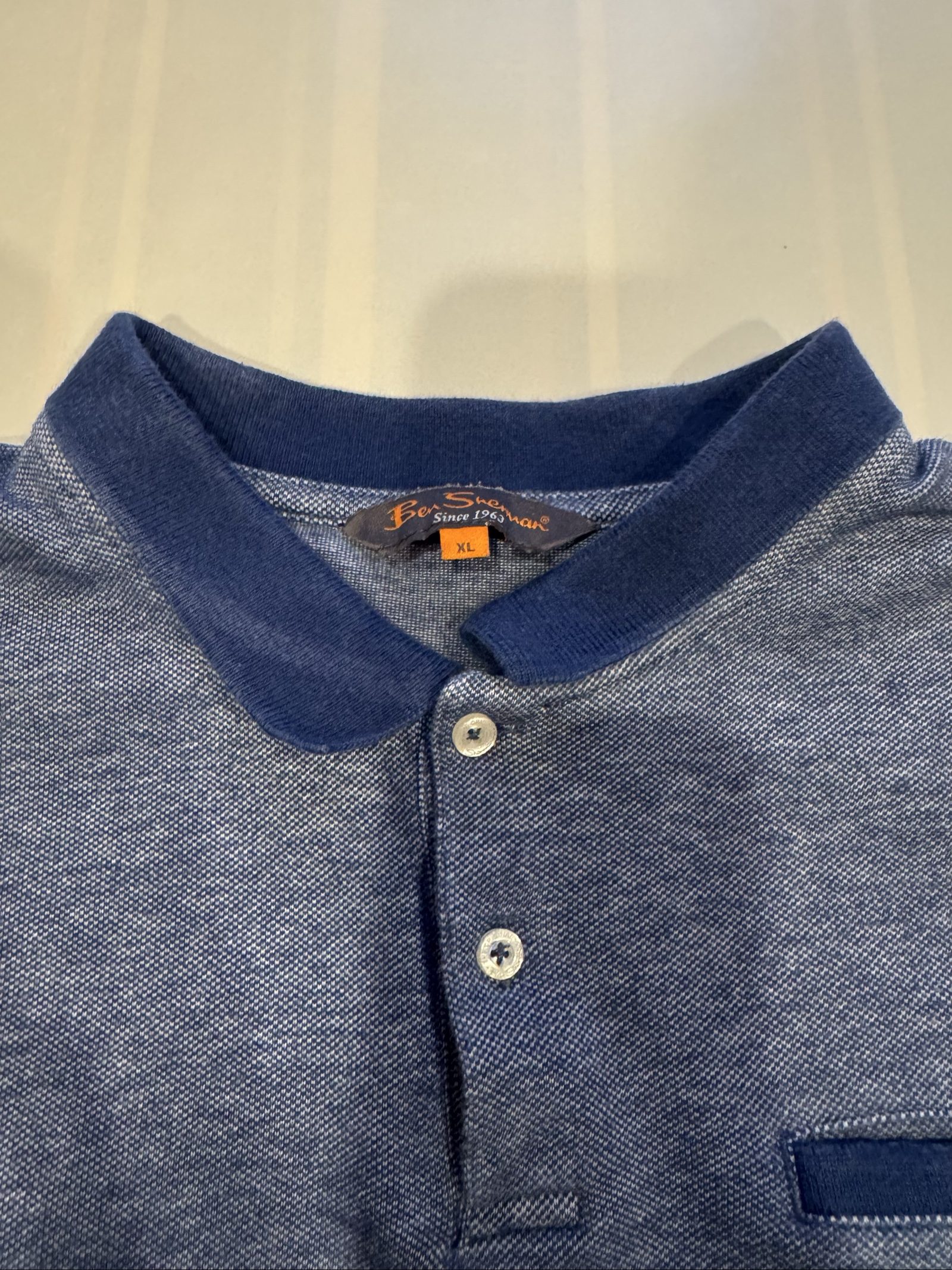Ben Sherman Blue Heathered Polo Shirt XL image 4