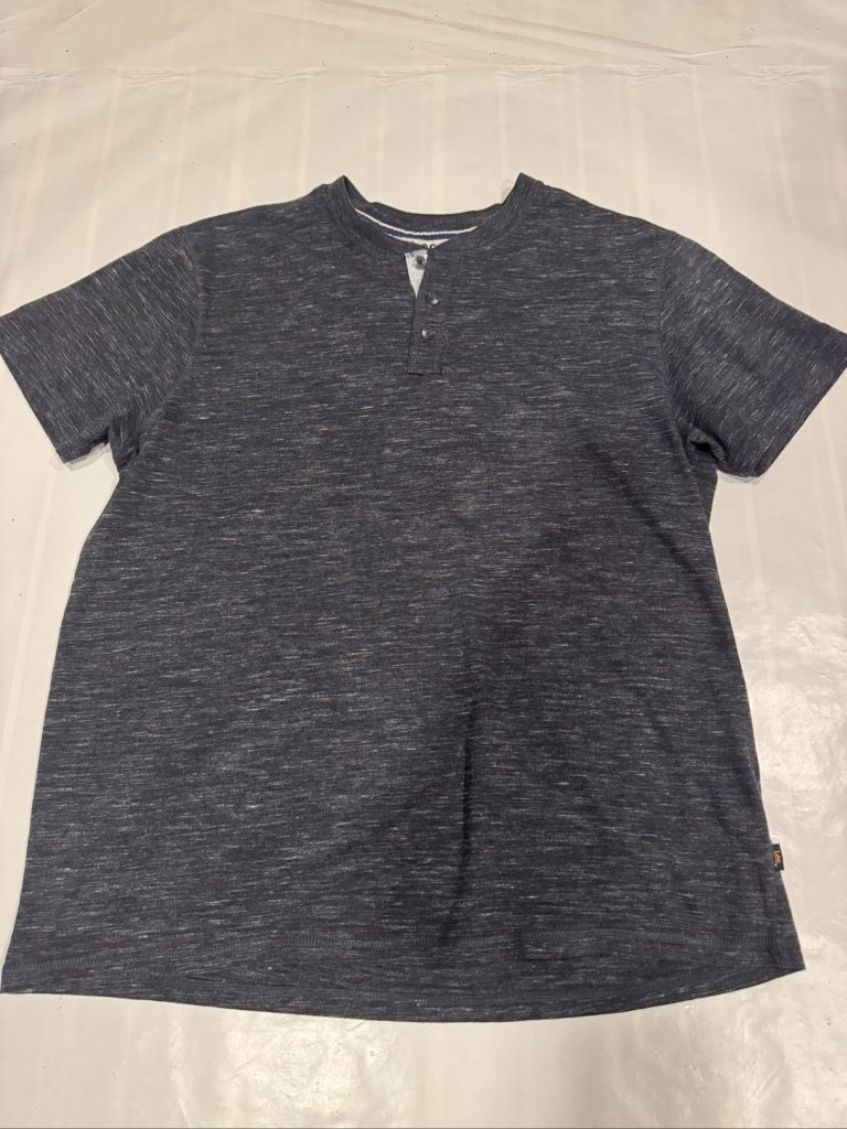 Lee Men's Charcoal Heather Henley T-Shirt X-Large 60% Cotton 40% Polyester