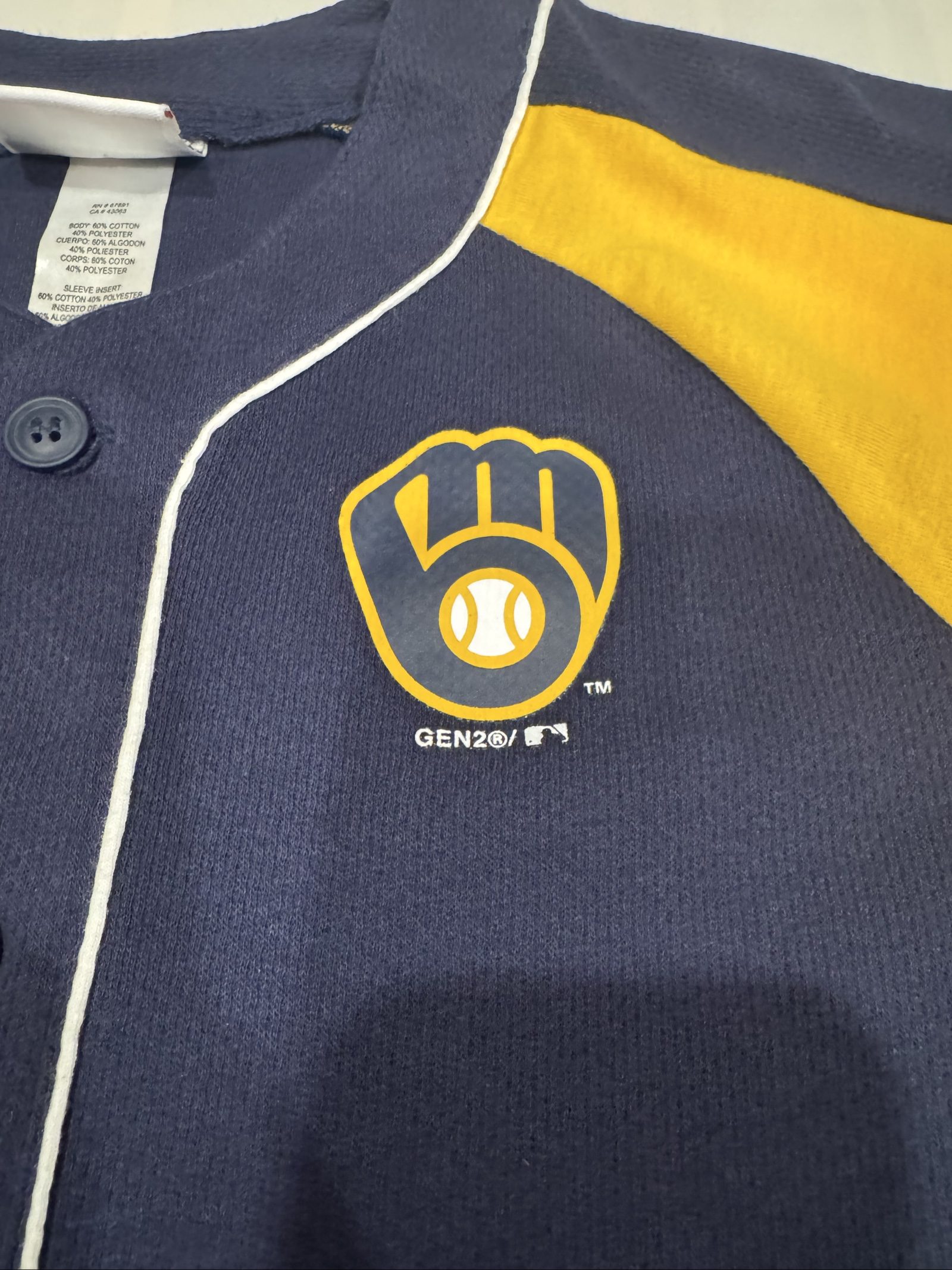 Kid's Milwaukee Brewers MLB Genuine Merchandise Jersey - Blue Yellow - Small image 2