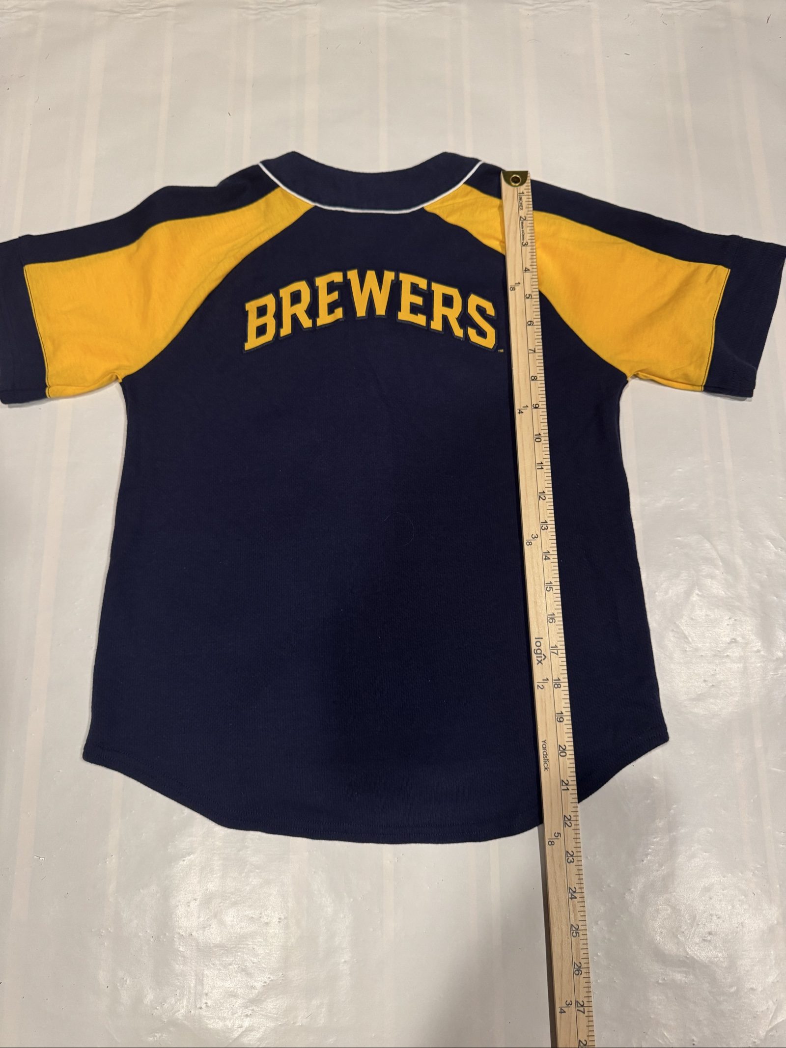 Kid's Milwaukee Brewers MLB Genuine Merchandise Jersey - Blue Yellow - Small image 4