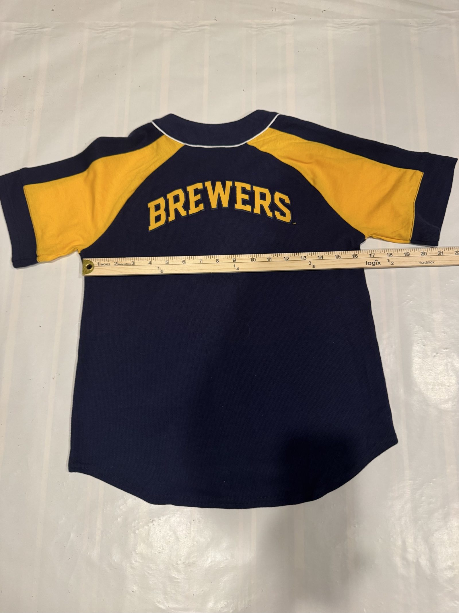 Kid's Milwaukee Brewers MLB Genuine Merchandise Jersey - Blue Yellow - Small image 5