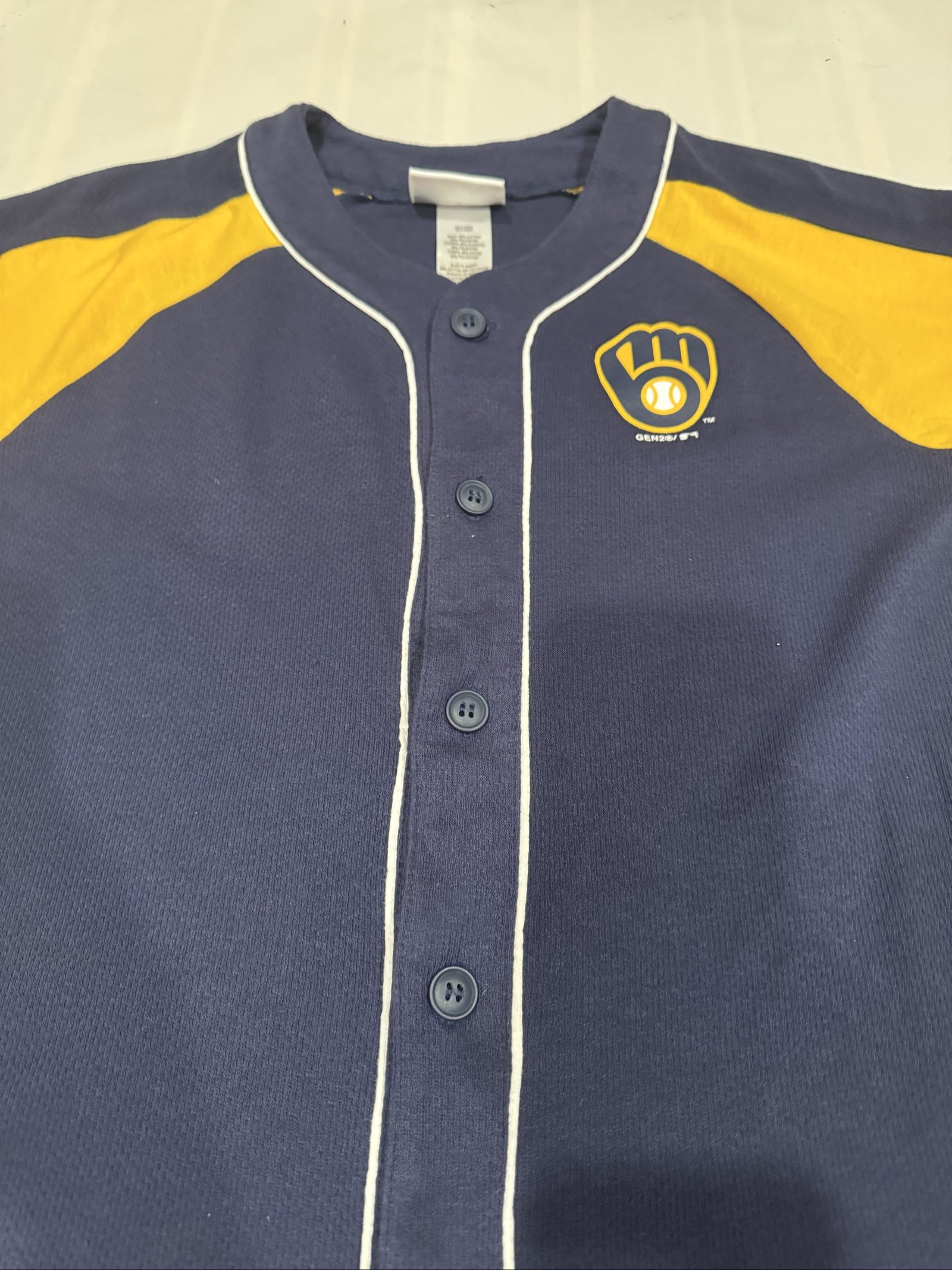 Kid's Milwaukee Brewers MLB Genuine Merchandise Jersey - Blue Yellow - Small image 8