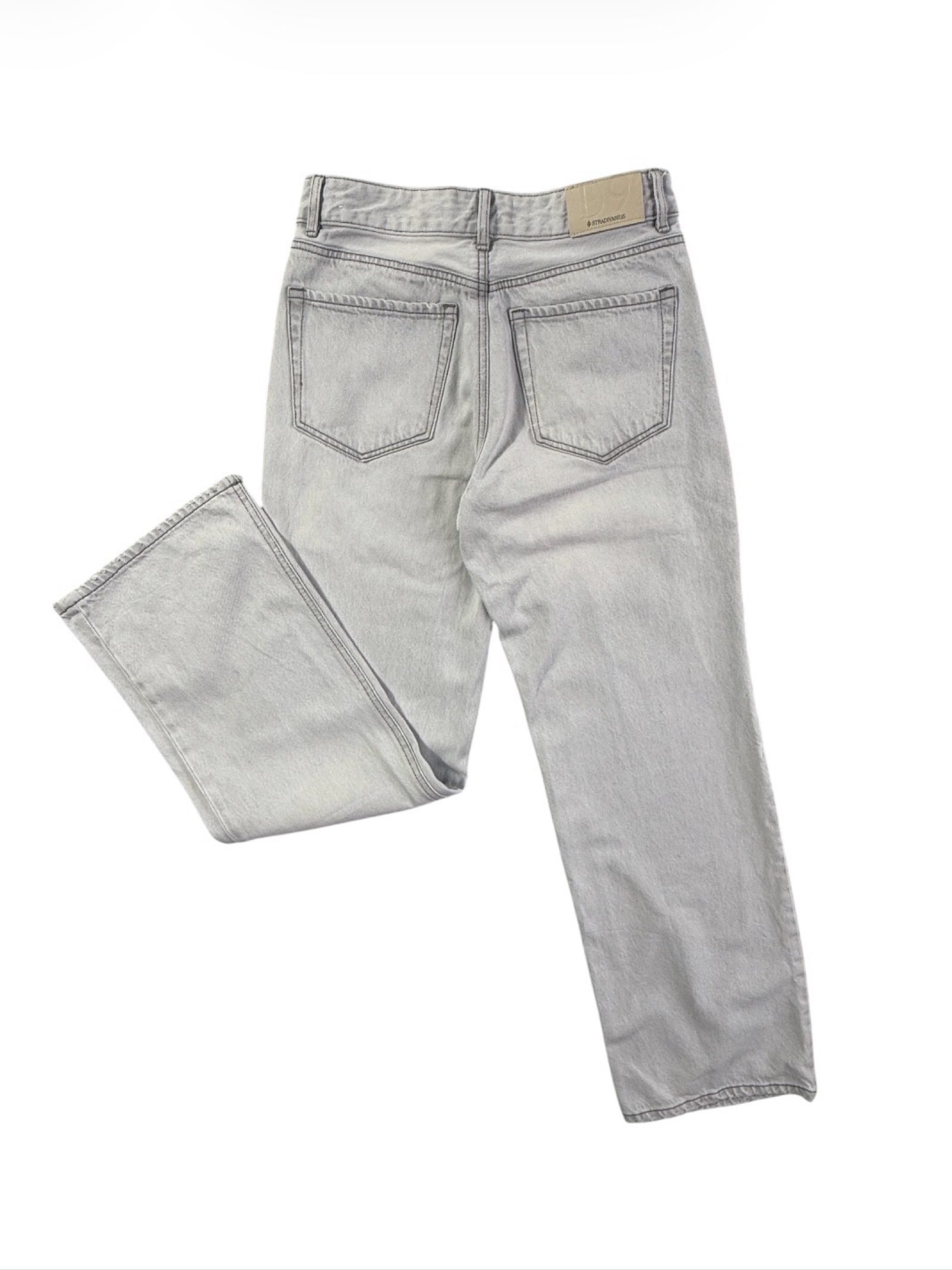 Stradivarius D92 Women’s Light Grey Straight Wide Leg Jeans UK 10 EU 38 image 2
