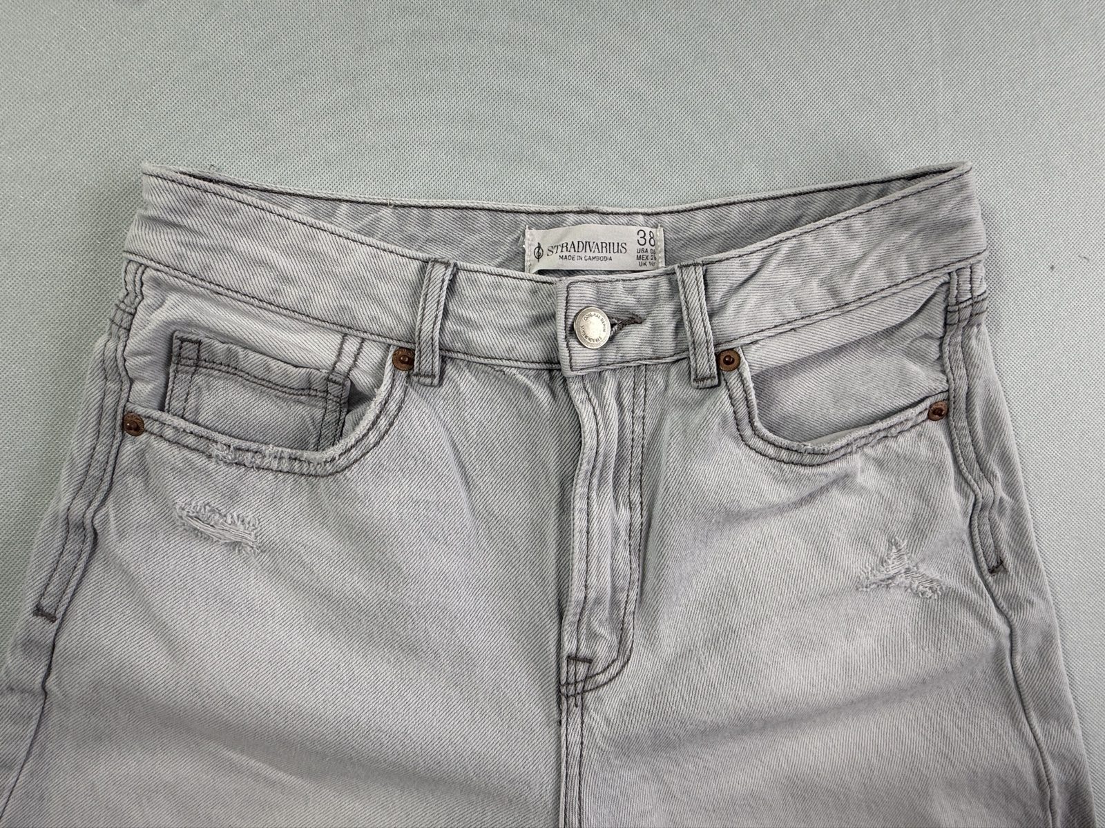 Stradivarius D92 Women’s Light Grey Straight Wide Leg Jeans UK 10 EU 38 image 8