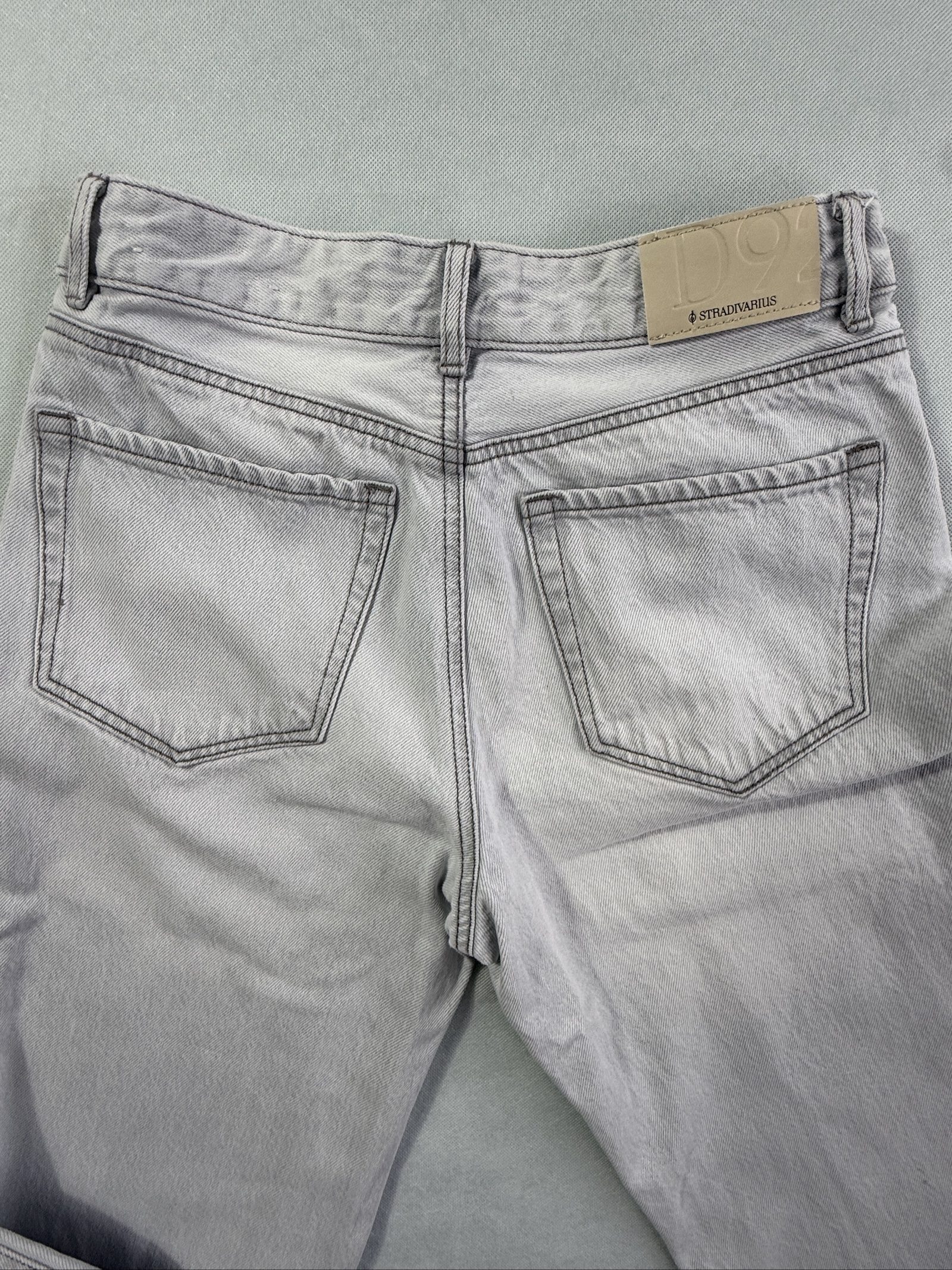 Stradivarius D92 Women’s Light Grey Straight Wide Leg Jeans UK 10 EU 38 image 9