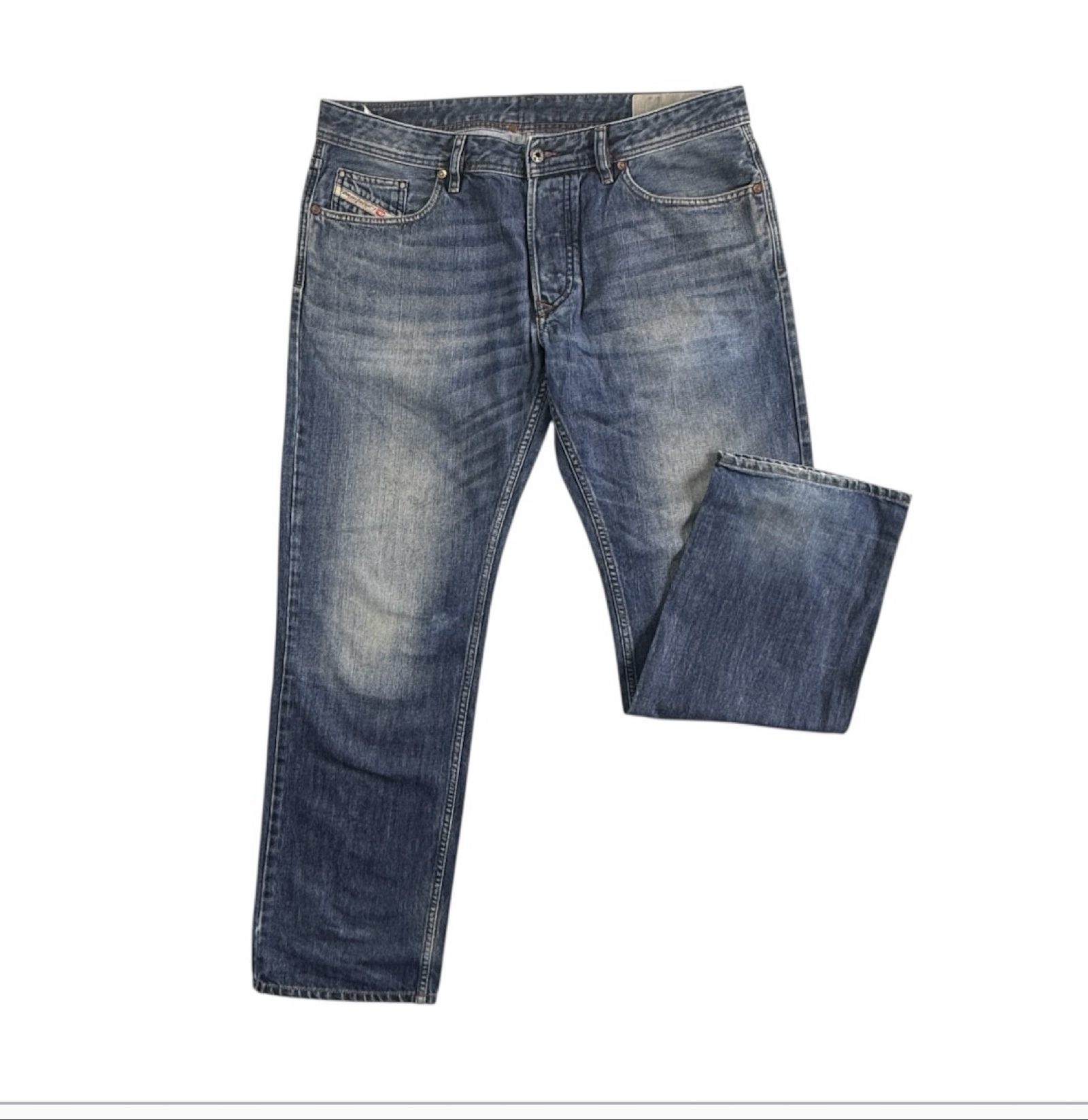 Diesel Larkee Men’s Blue Jeans Regular Straight 100% Cotton Button Fly