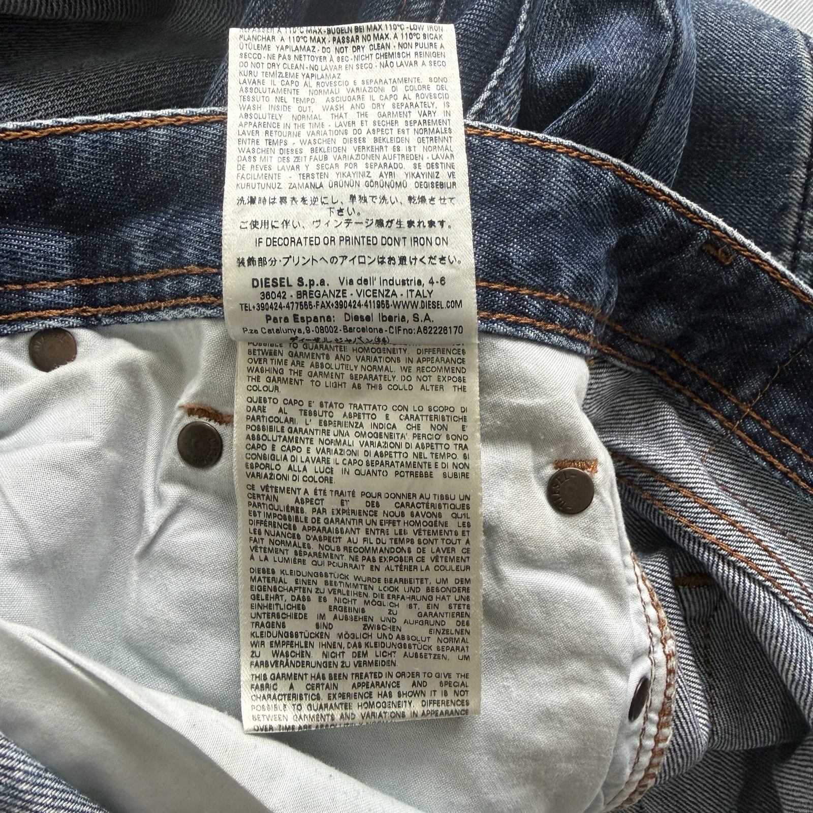 Diesel Larkee Men’s Blue Jeans Regular Straight 100% Cotton Button Fly image 6