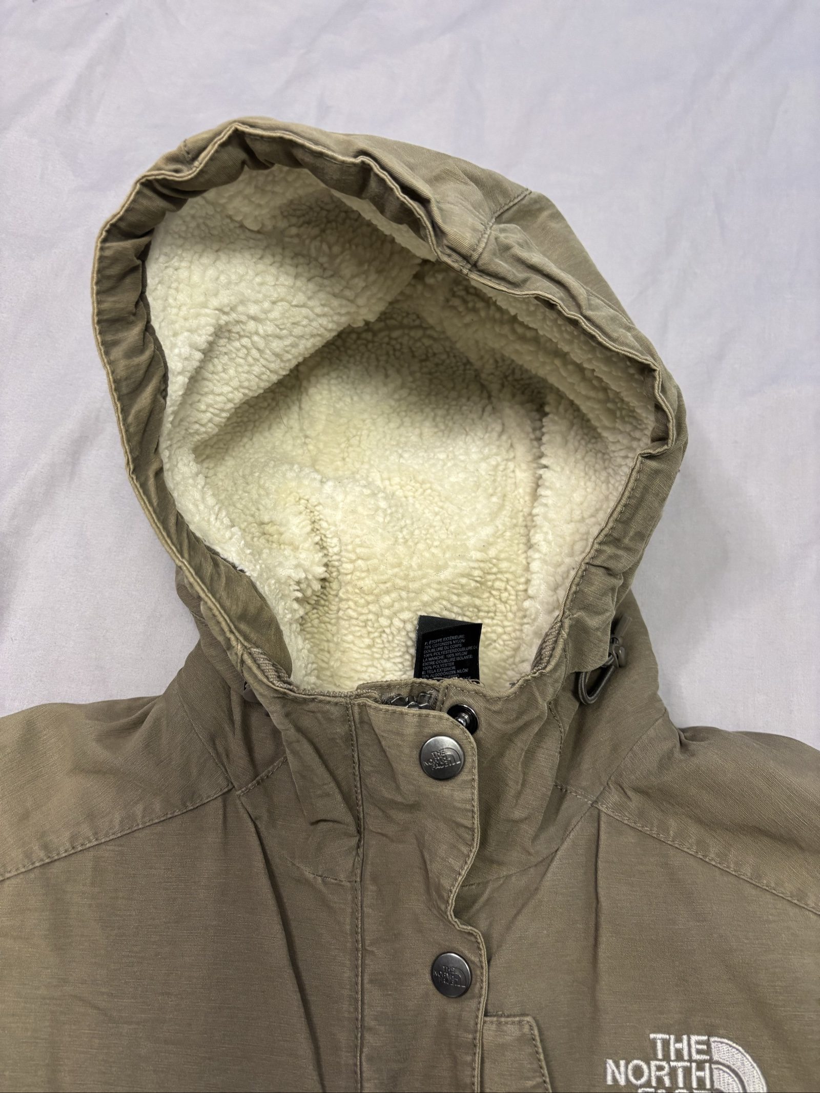 The North Face Beige Sherpa-Lined Hooded Jacket Medium image 4