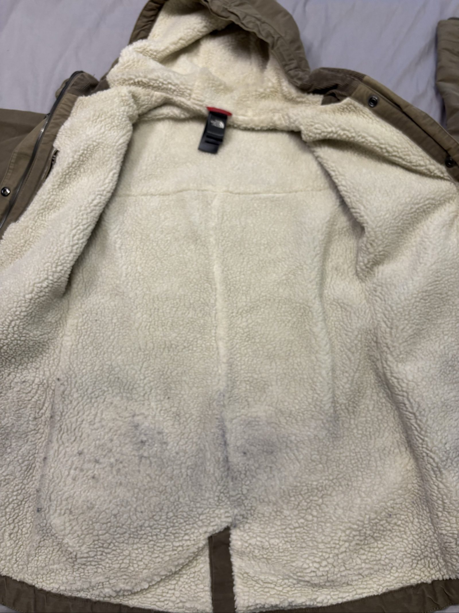 The North Face Beige Sherpa-Lined Hooded Jacket Medium image 7