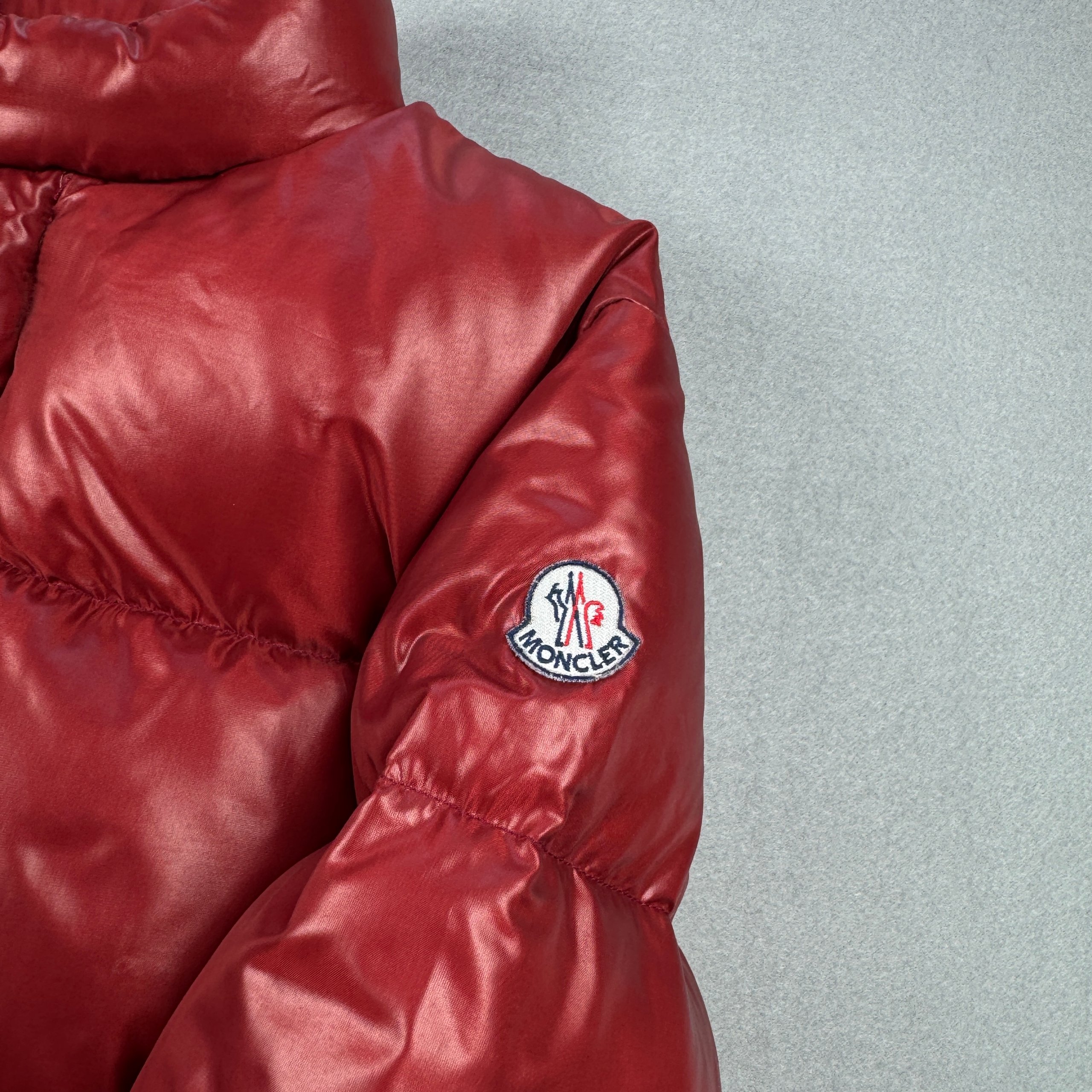 Vintage Moncler Red Shiny Puffer Jacket Hooded 90s Size XS-S image 6