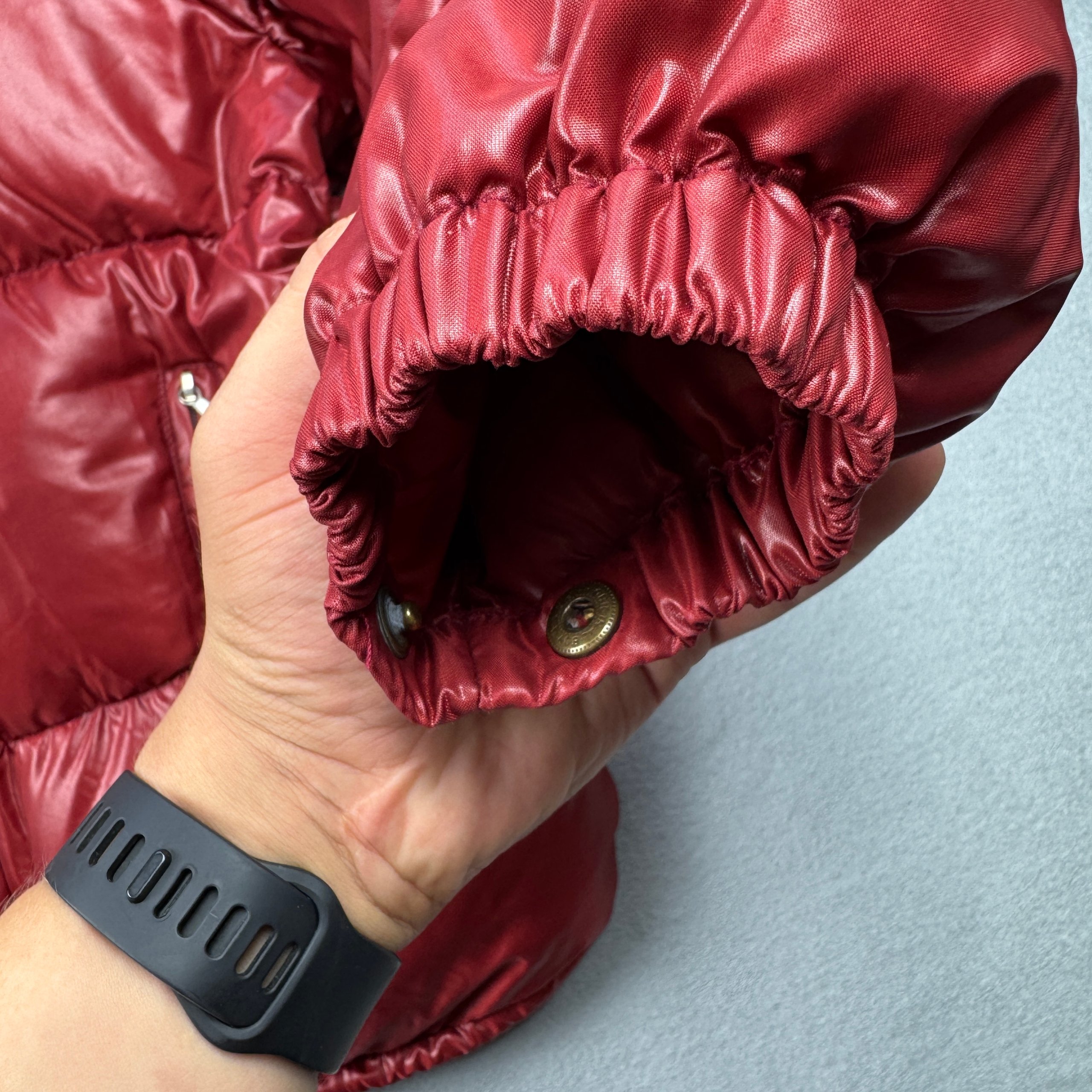 Vintage Moncler Red Shiny Puffer Jacket Hooded 90s Size XS-S image 7