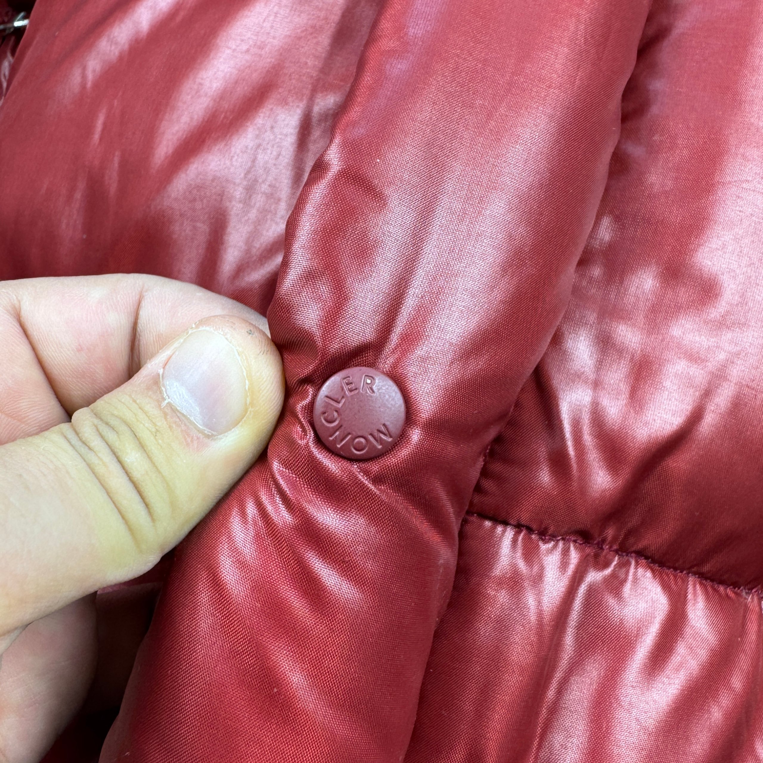 Vintage Moncler Red Shiny Puffer Jacket Hooded 90s Size XS-S image 9