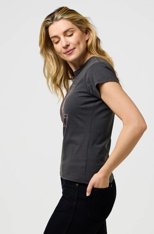 Wrangler Women's Faded Black Wild West Band Tee Print Cotton T-Shirt Small image 2