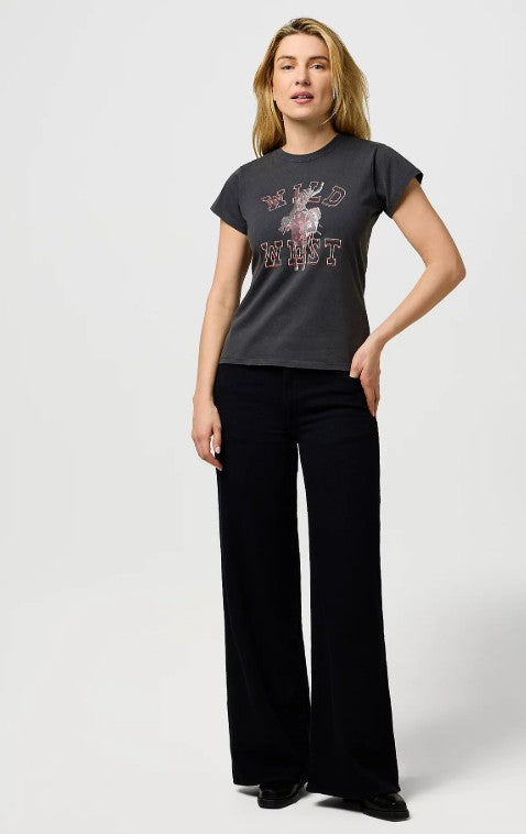 Wrangler Women's Faded Black Wild West Band Tee Print Cotton T-Shirt Small image 5